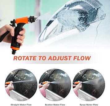 Portable 12V Car Wash Pump Kit, 80W 130PSI High Pressure Electric Water Pump with Spray Gun and Hose for Car Home Garden