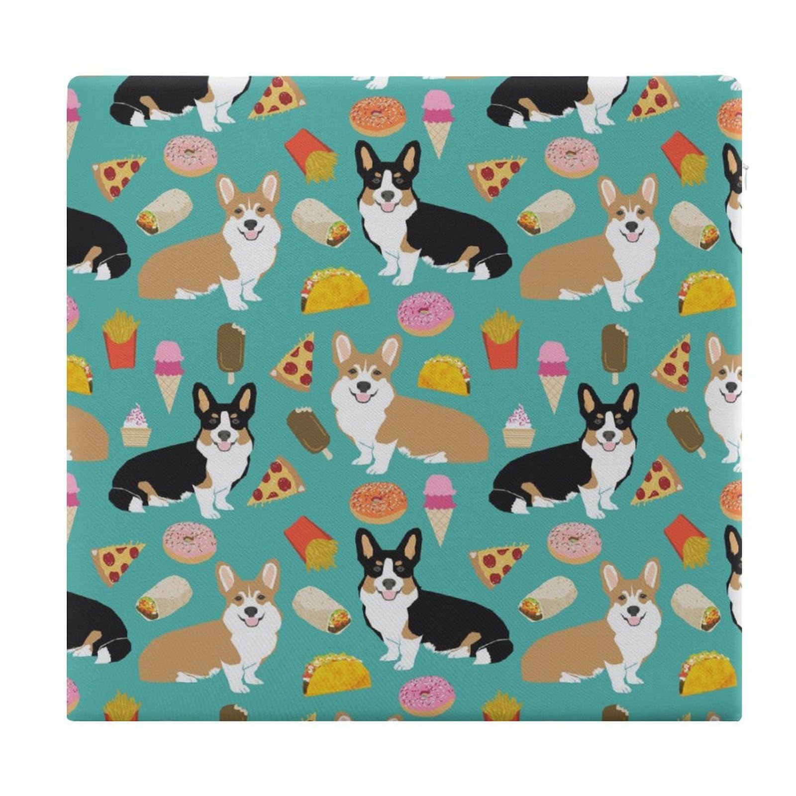 JZemdybill Chair Pad, Cute Corgi Seat Pad, Square Chair Cushion for Yoga Living Room Balcony