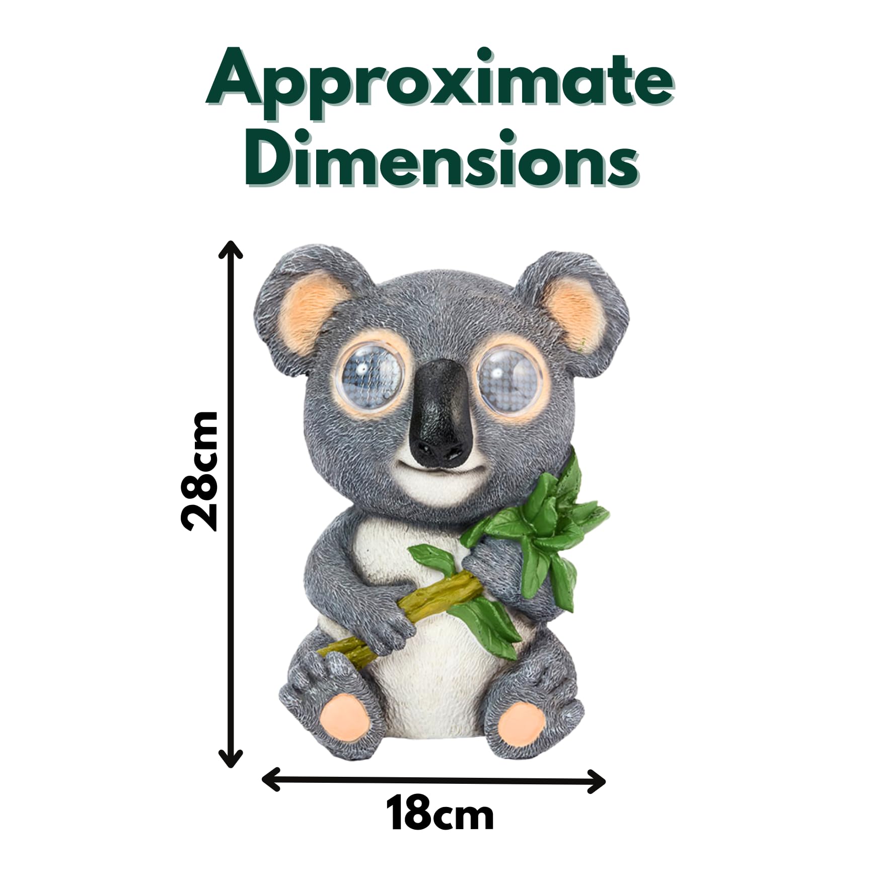 Garden Mile Adorno solar de koala de jardín – Koala LED parpadeante alimentado por energía solar, decoración al aire libre, estatua de resina resistente a la intemperie con luces LED para patio,