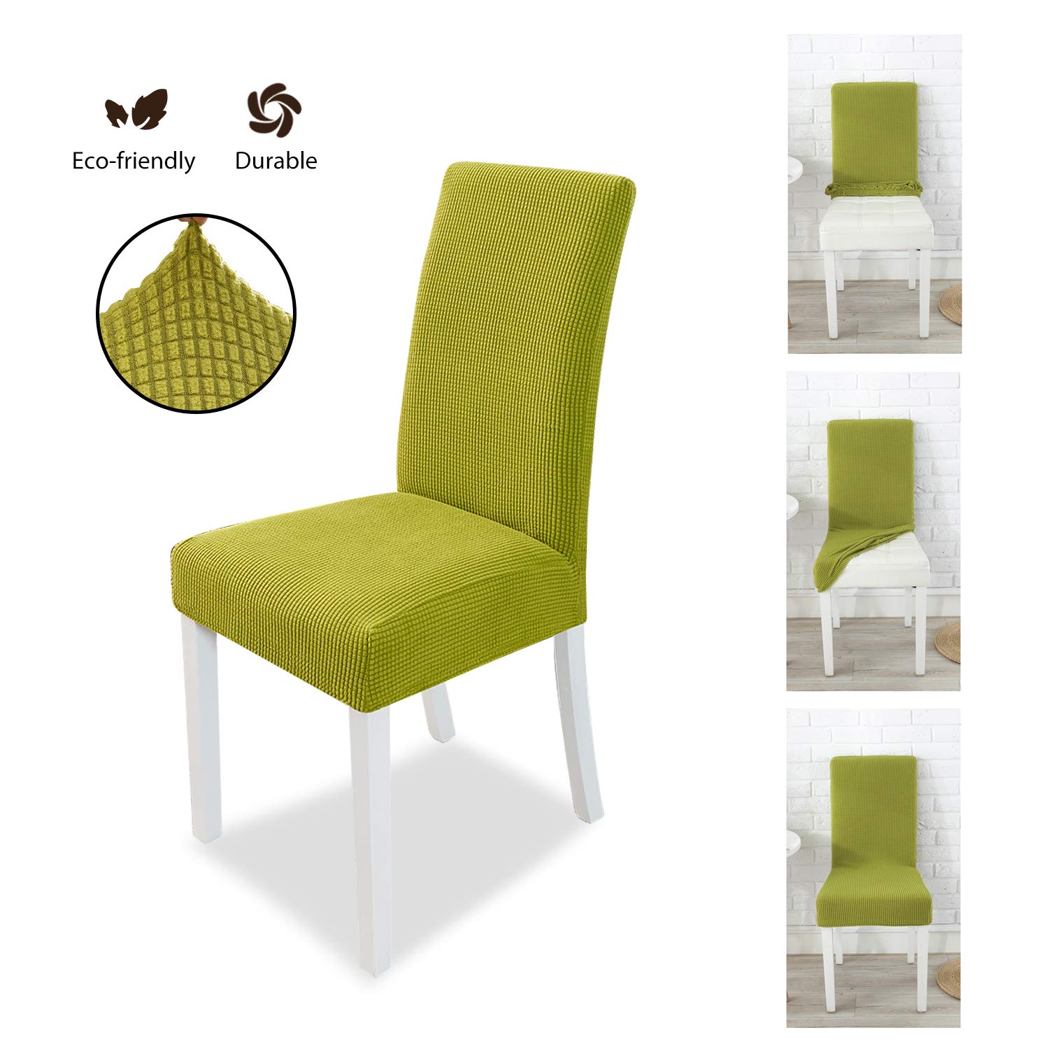 PETCUTE Coprisedia con Schienale coprisedie Elasticizzati Copri Sedia Cucina Copri sedie Sala da Pranzo Banchetto Verde 6 Pezzi