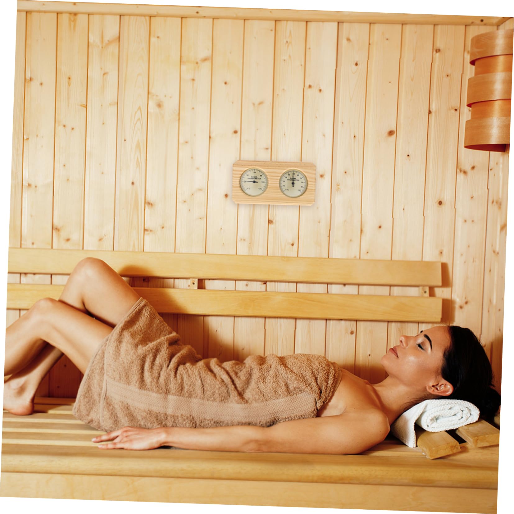 Veemoon Wooden Sauna Thermometer Hygrometer Wandmontiertes Hygrothermograph Für Innenräume Präzise Temperatur Und Feuchtigkeitsmessung Saunen Und Dampfbädern Elegant Und Langlebig