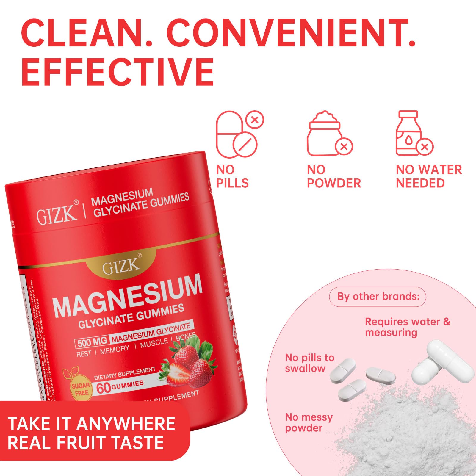 Magnesium Glycinate Gummies 500mg – Sugar Free Magnesium Gummies with L-Theanine - Sleep, Calm, Stress Relief for Adults & Kids 4+, Vegan, No Melatonin (Strawberry Flavor, 60 Count) — Amazon image 8