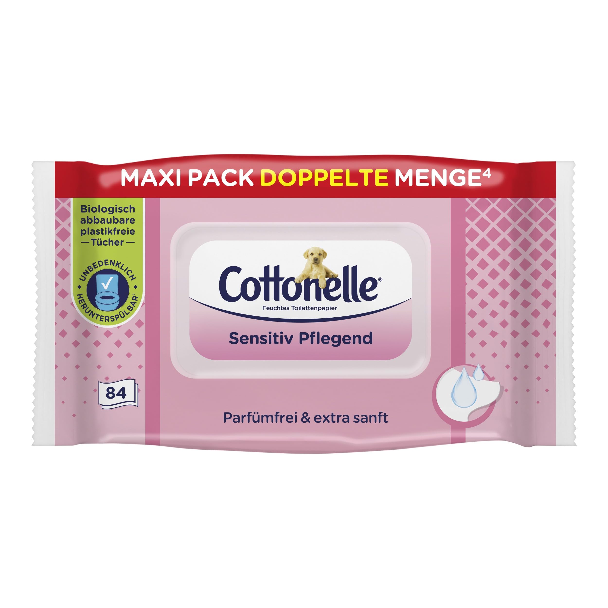 Cottonelle feuchtes Toilettenpapier, Sensitive Pflegend, 1 x 84 Toilettentücher