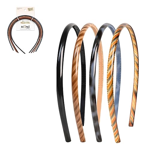 Tiaras Scunci by Conair Effortless Beauty Skinny, cores neutras, 4 unidades