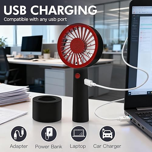 Miniatura 4 de Ventilador de mano portátil con difusor de aromaterapia, ventilador de escritorio recargable por USB, ventilador pequeño con batería de 2000 mAh con