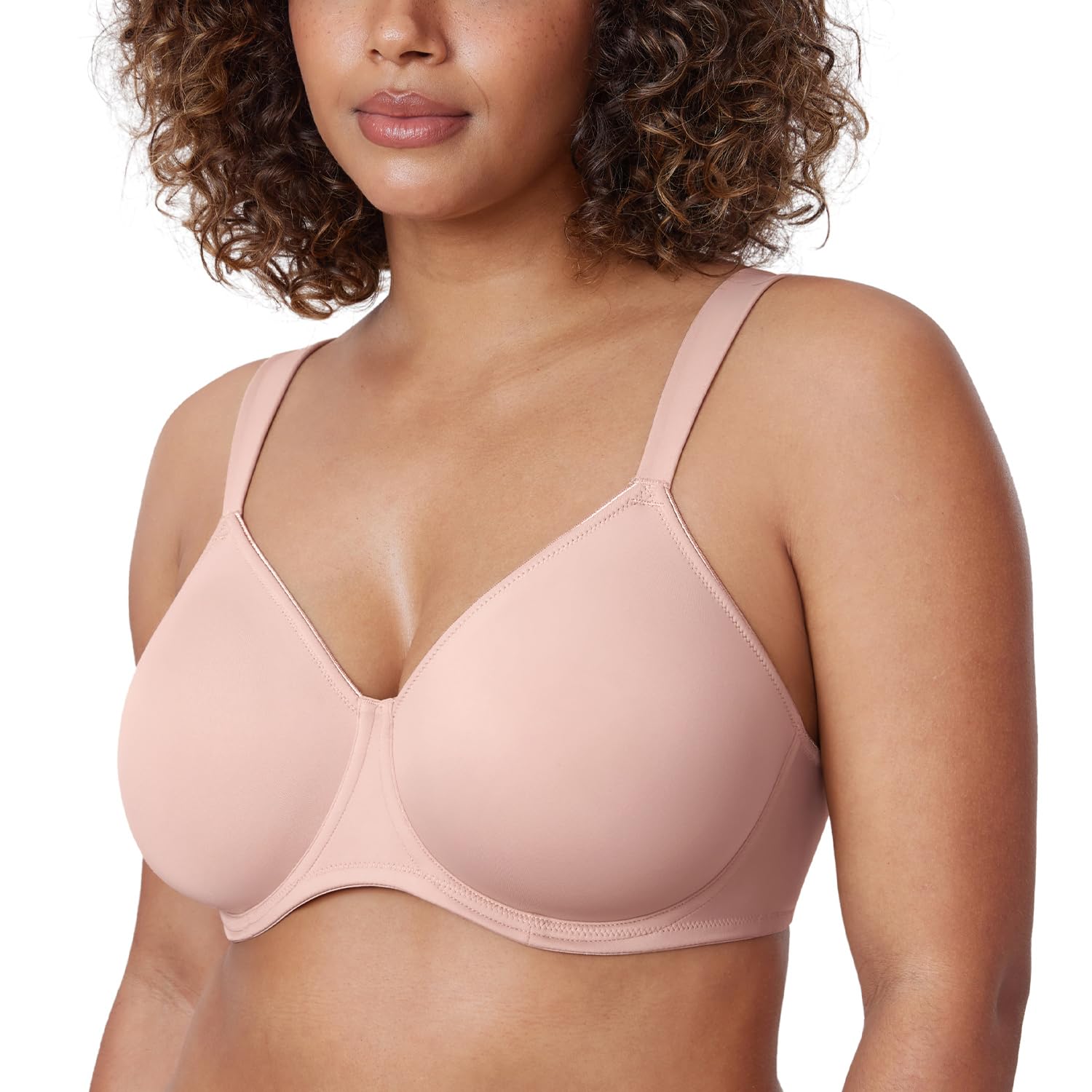 Delimira Women's Gentle Rose Non-Padded Minimiser Bras Full Coverage Seamless Underwire Plus Size Smooth T Shirt Bra 38F