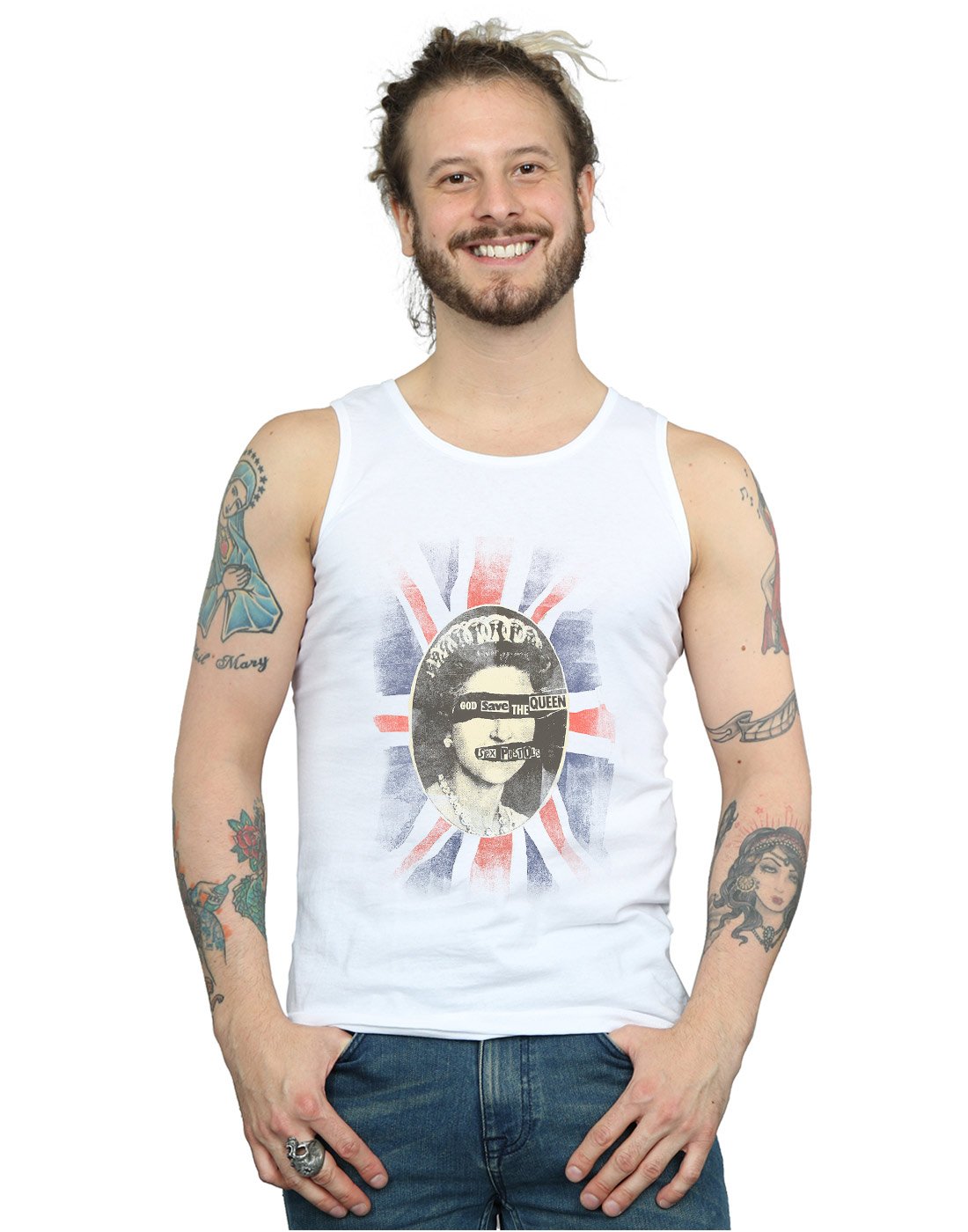 Sex Pistols Men's God Save The Queen Vest White Large