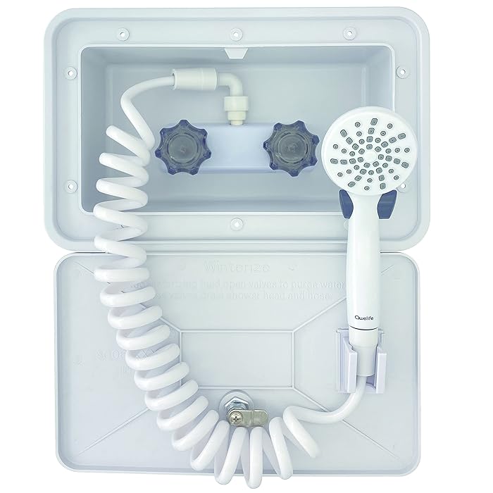 Buy Awelife RV Outdoor Shower Exterior Shower Box Kit Coiled Hose for