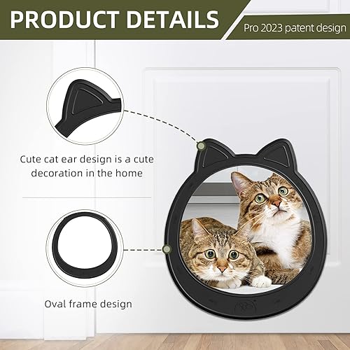 Miniatura 5 de Puerta grande para gatos, puerta interior para gatos, puerta para gatos sin solapa, fácil de instalar, puerta fuerte para mascotas, sin