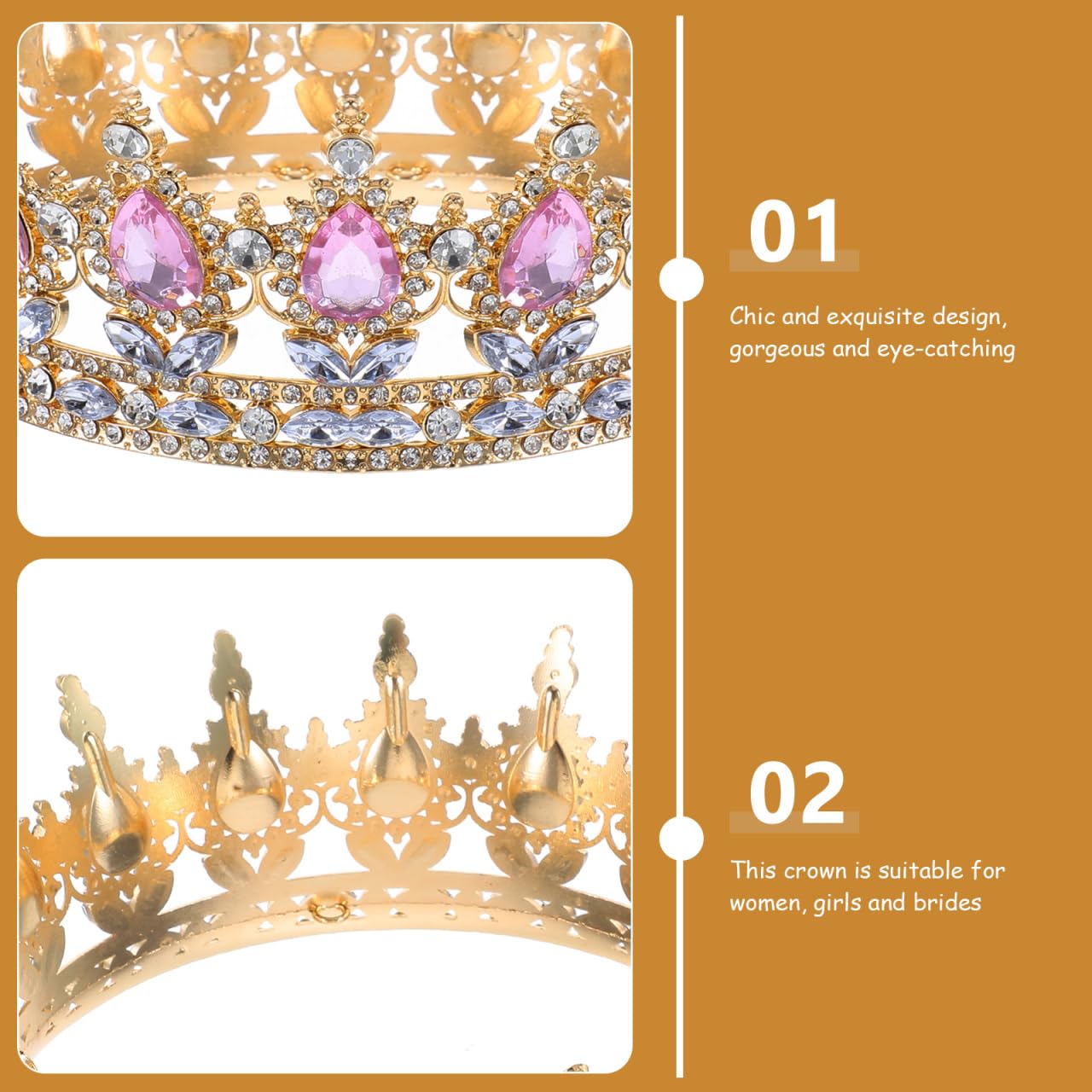 Healvian Tiara nupcial reina de diamantes de imitación joyería de diamantes de imitación boda accesorios para el pelo para el baile de graduación coleteros con perlas flor de boda Rhinestone