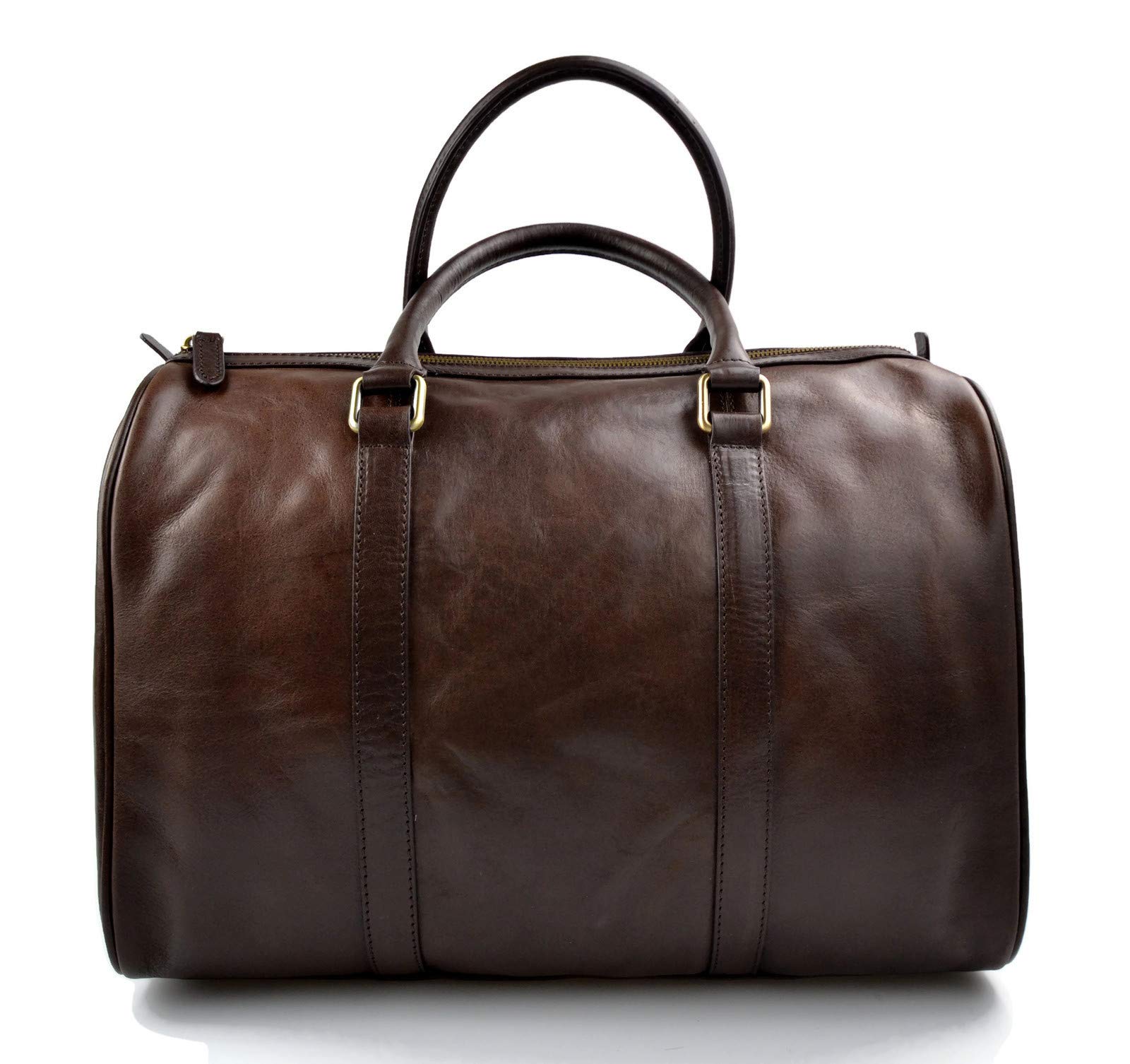 Bolsa de viaje pequeño bolsa cabina cuero bolso hombres mujeres bolso deportivo bolso de mano bolso de espalda en cuero maletín marron oscuro