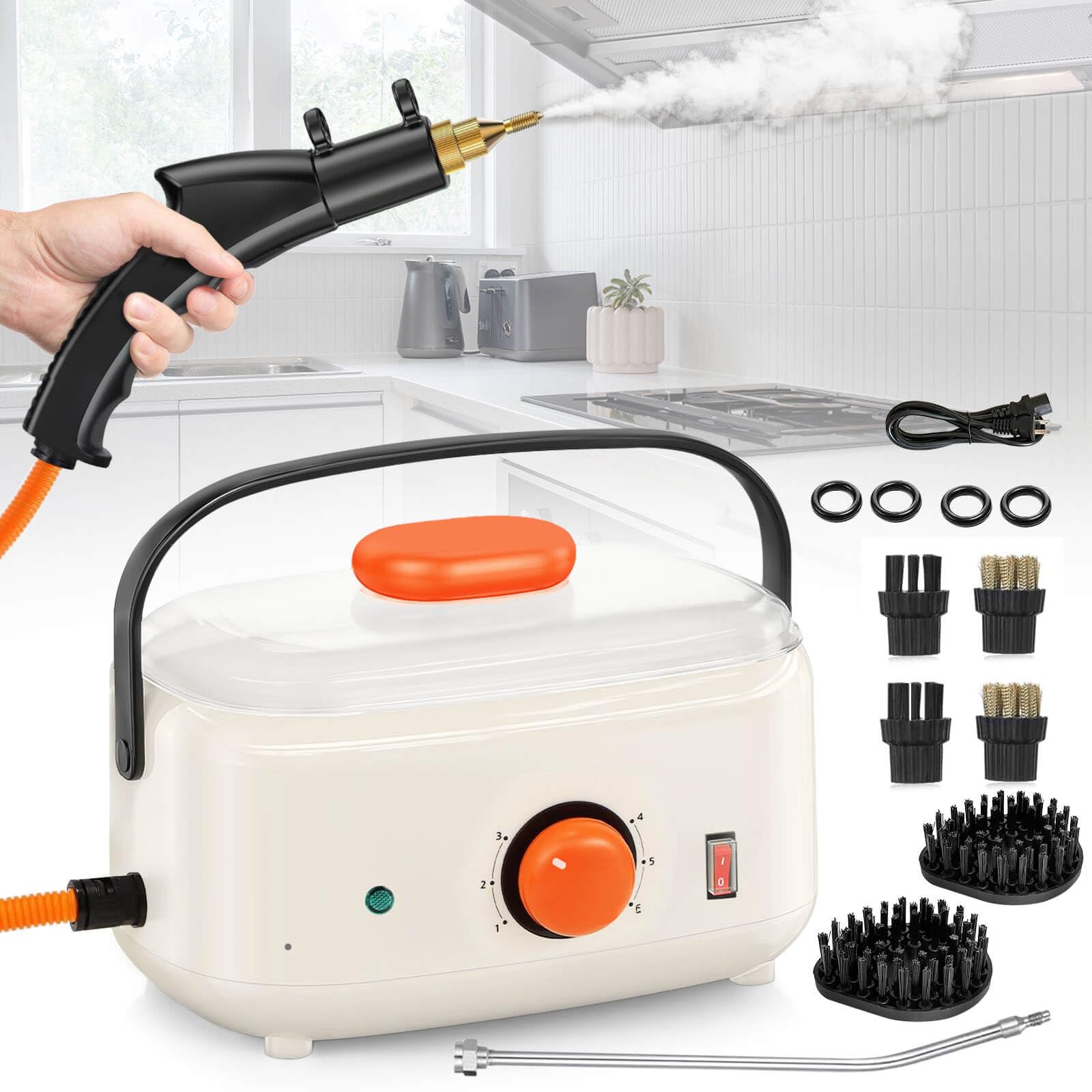 Handheld Steam Cleaner 2500W 1500ml High Pressure Steamer for Cleaning Cream-1500ML Water Tank