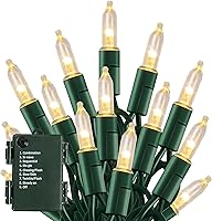 Vista 10 de TW SHINE - Luces de Navidad operadas con batería, paquete de 2, total 100 LED, 32 pies, luces de cadena operadas con batería con 8 modos, luces