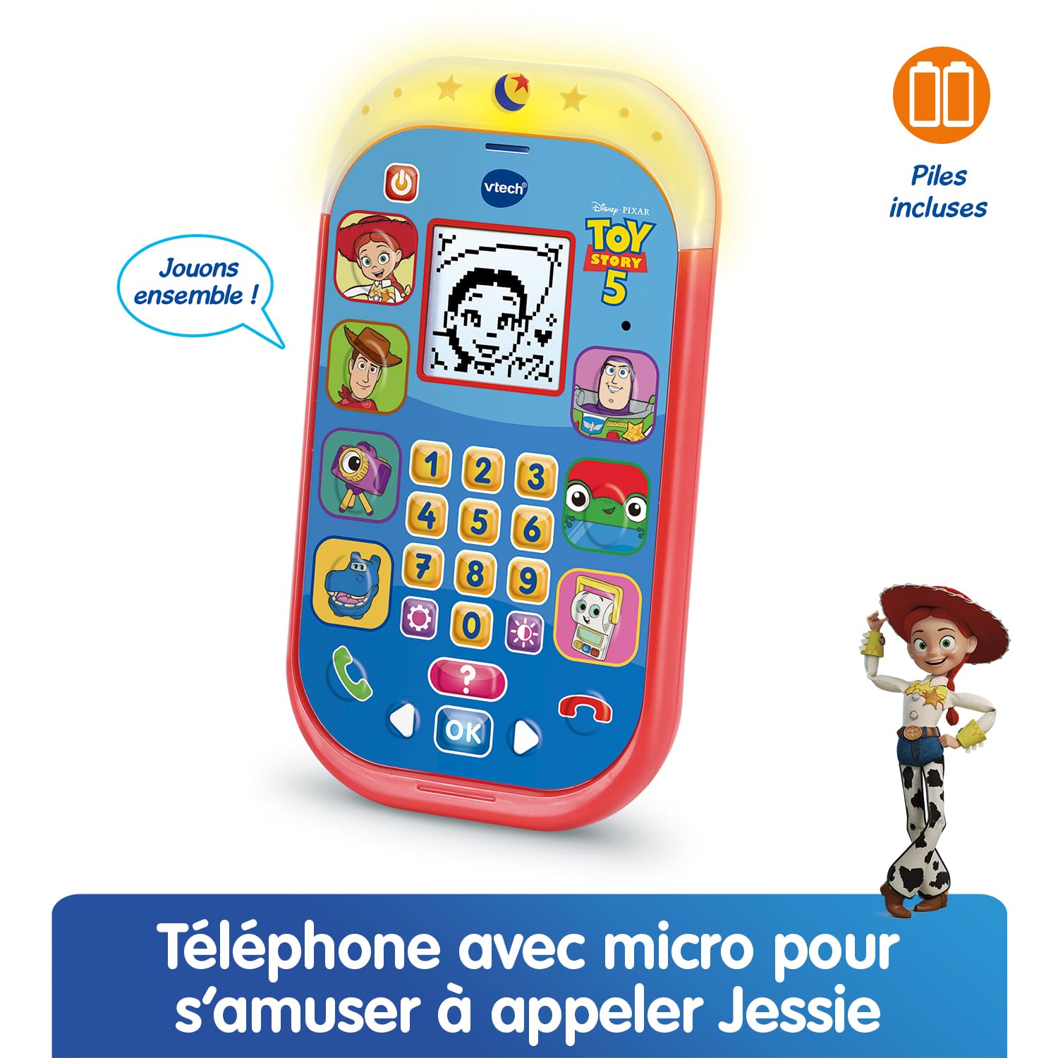 VTech - Disney Pixar, Le Smartphone Éducatif Toy Story 5 - Jouet Téléphone Enfant Lumineux avec Écran Rétroéclairé, 8 Activités et Jeux Interactifs - Cadeau Enfant Dès 3 Ans - Contenu en Français