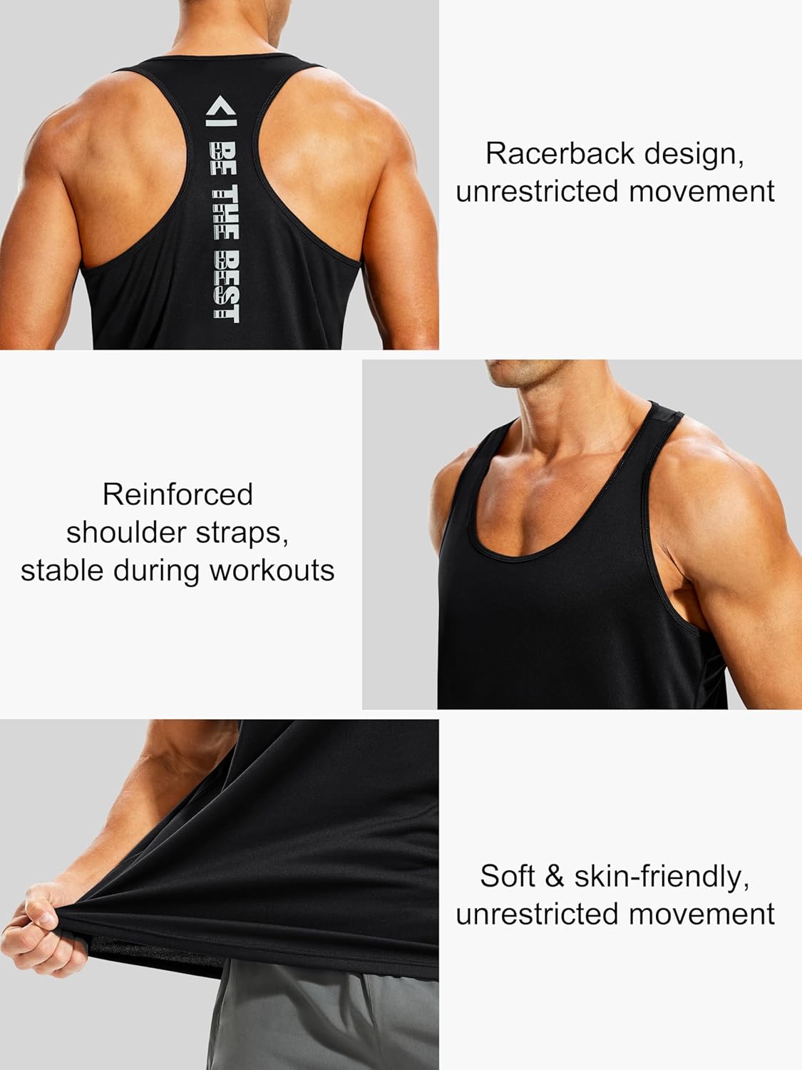 Men's 5 Pack Dry Fit Y-Back Muscle Tank Tops Breathable Mesh Workout Gym Shirts Sleeveless Tshirts for Training