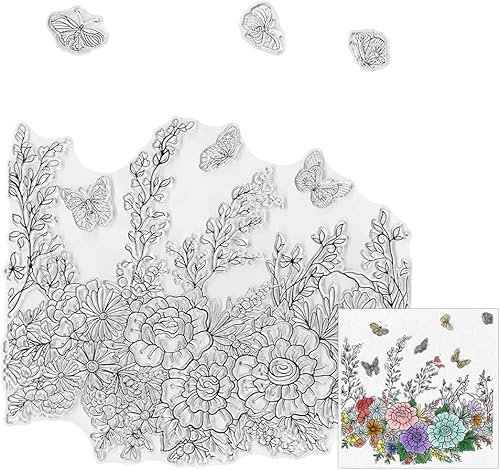 Miniatura 9 de Hying Sellos transparentes para hacer tarjetas y álbumes de fotos, para niñas voladoras, sellos de goma transparente para flores de primavera para