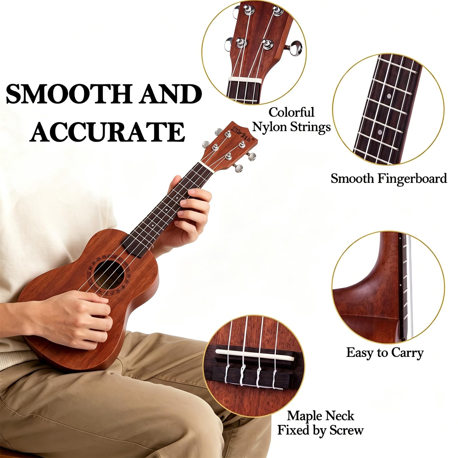 Ukulele sopranowe 21 cali zestaw startowy z bezpłatnymi kursami online