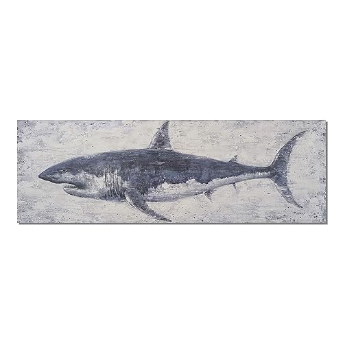 NdcSkyArt Vintage Shark Canvas Wall Art: Nautical Decor for Coastal
