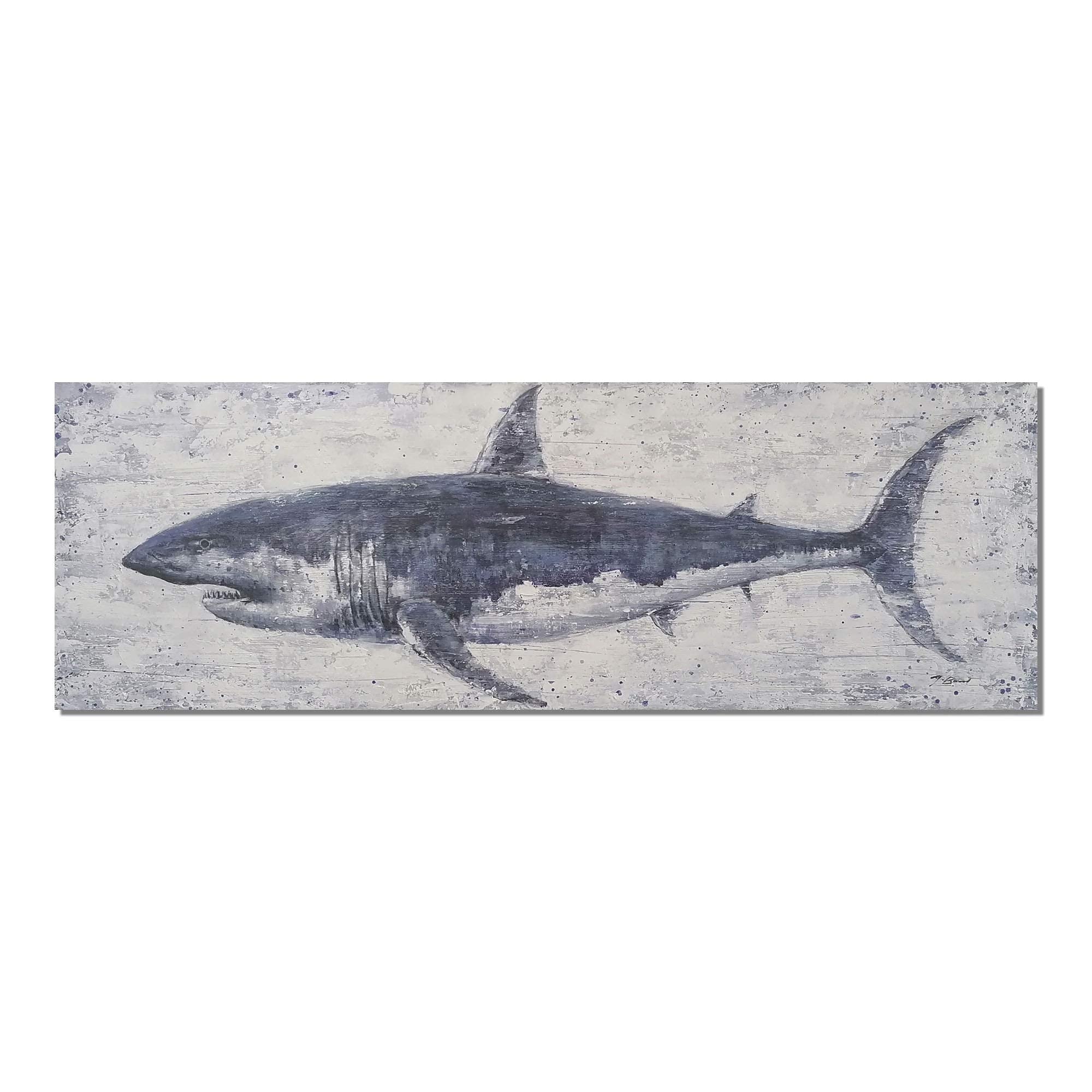 NdcSkyArt Vintage Shark Canvas Wall Art: Nautical Decor for Coastal Home & Office