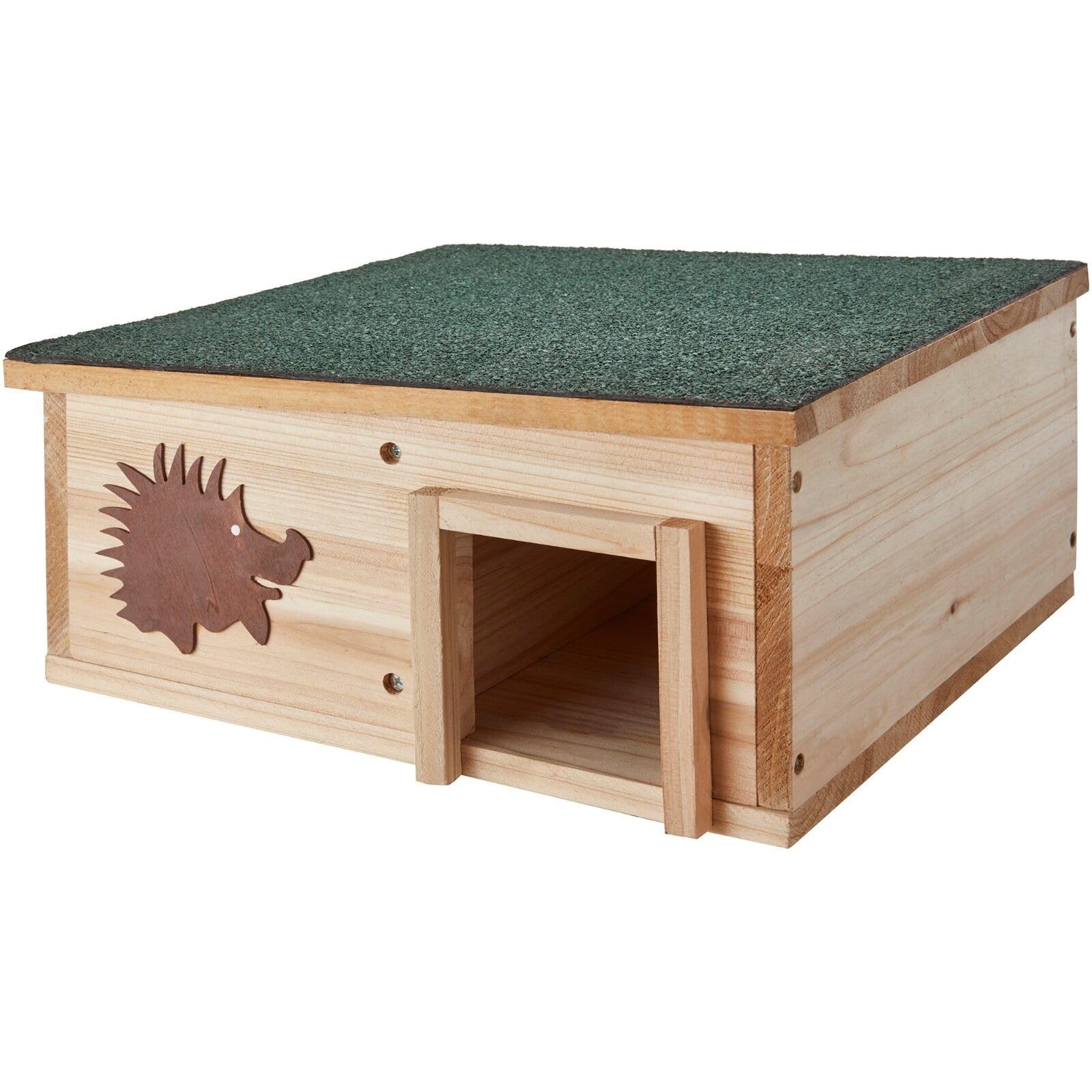 Garden Gear Hedgehog House Fir Wood Garden Hibernation Box with Waterproof Pitched Roof Concealed Chamber Wildlife Shelter 40×40×19 cm UK