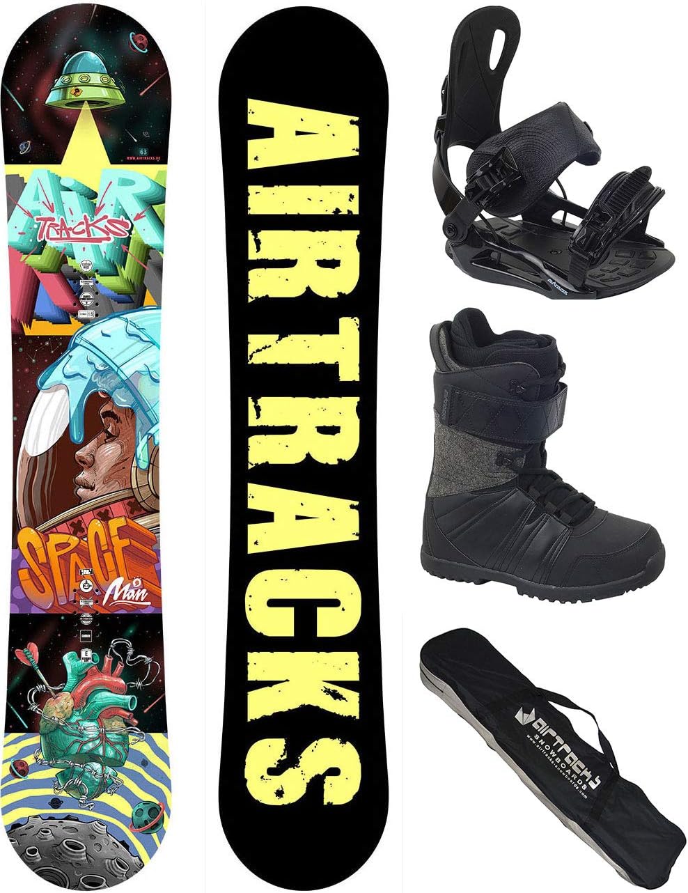 AIRTRACKS SNOWBOARD SET/SPACEMAN CARBON SNOWBOARD WIDE ROCKER + SOFTBINDING STAR + SOFTBOOTS + SB BAG / 152 157 / cm