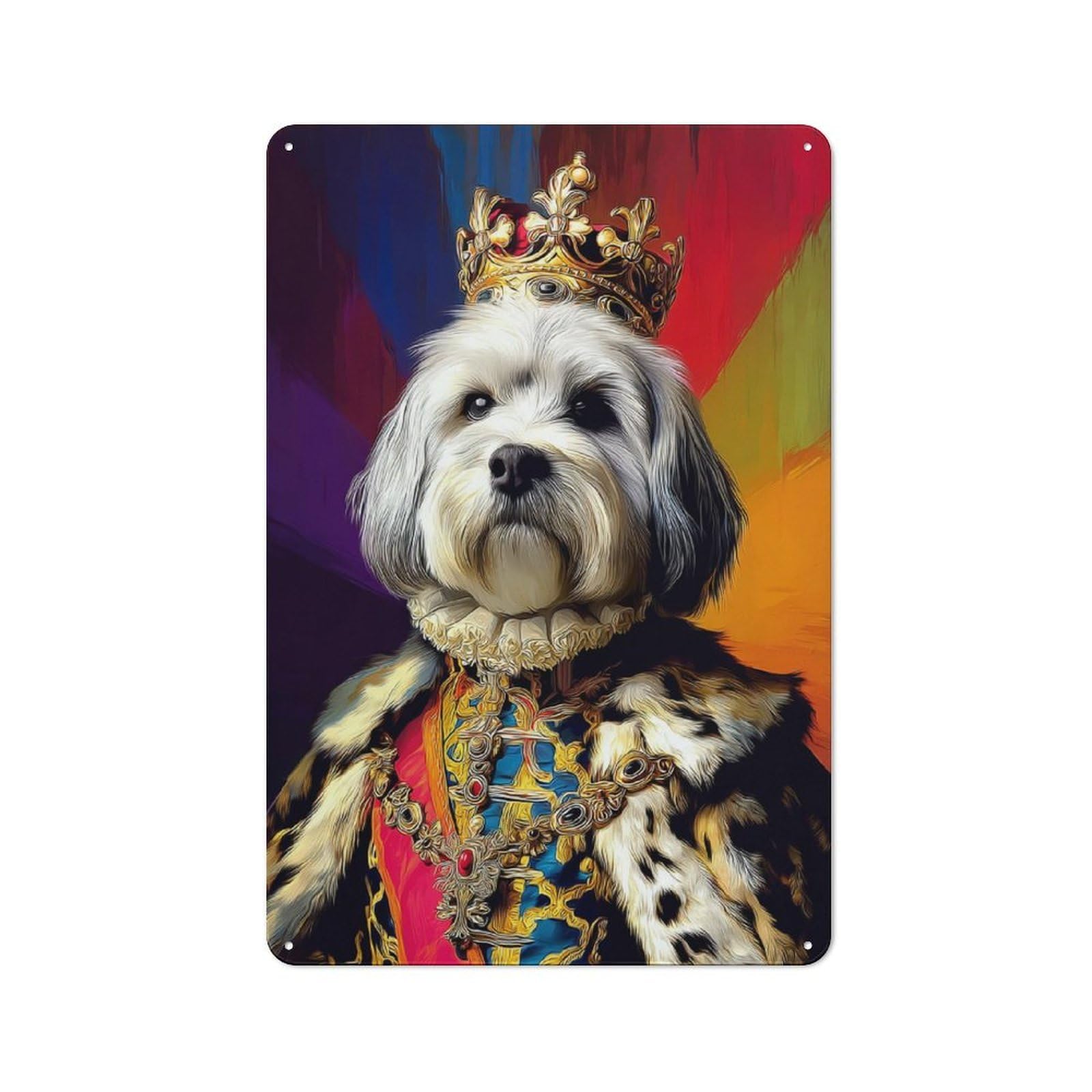 Junmoney Royal Canine Majesty Portrait -6 Vintage Tin Wall Plaque 30X20cm For Studio Or Craft Room, For Garage, Workshop And Man Cave Decoration