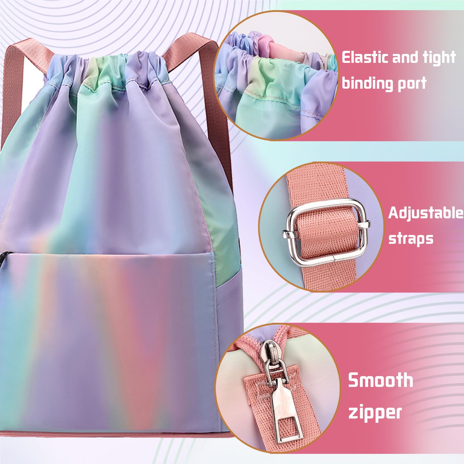 Niños Mochila de Fitness, Mochila Deportiva, Deportiva Impermeable Bolsa de Playa, Bolsa de Deporte, Mochila Cuerdas para Mujer Hombre, para Compras Deporte Viaje