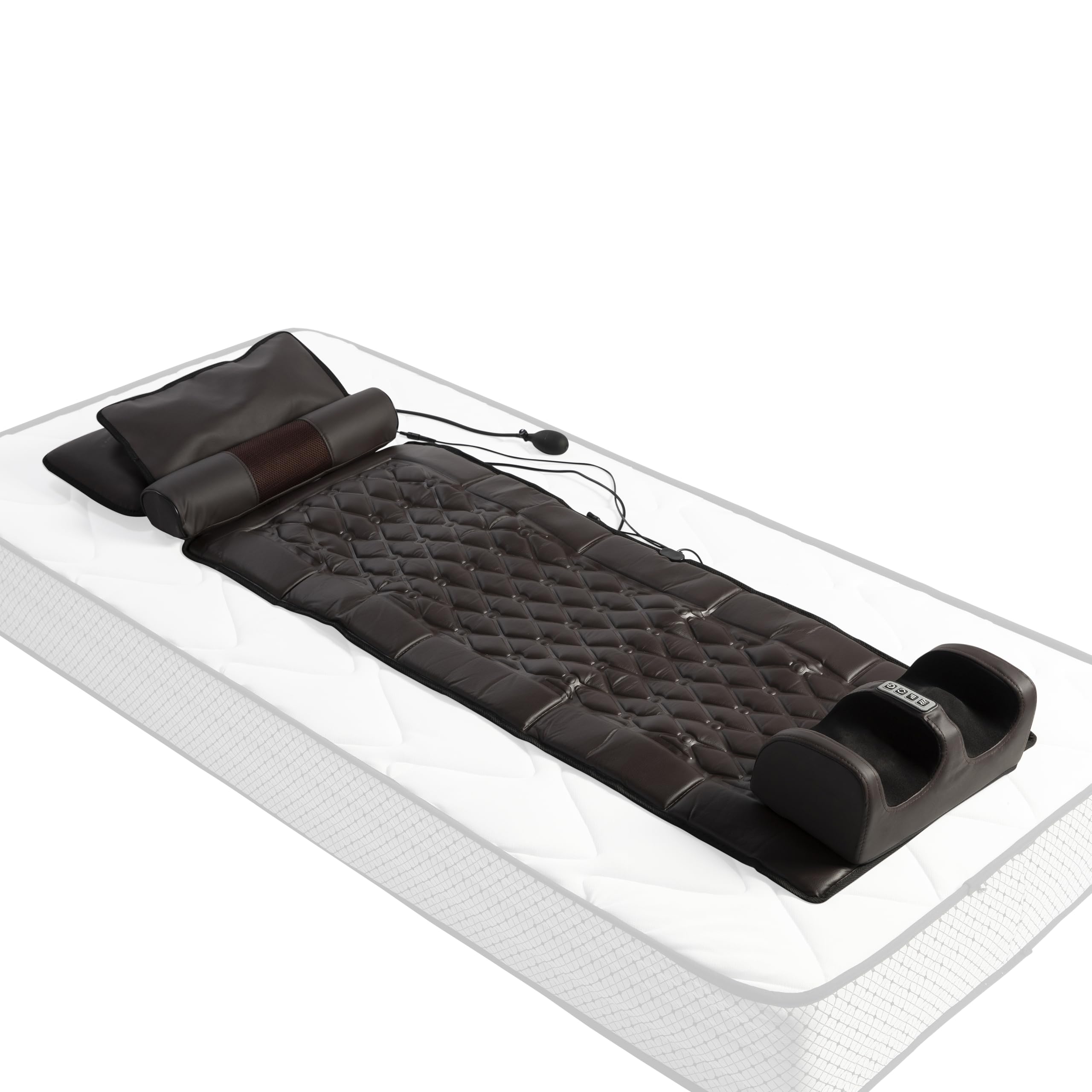 DUPI Colchoneta de Masaje para Cuerpo Completo – Masaje Shiatsu Desmontable, Calor Integrado, Plegable y Portátil, Relajación Muscular, Cuero Sintético Marrón/Burdeos