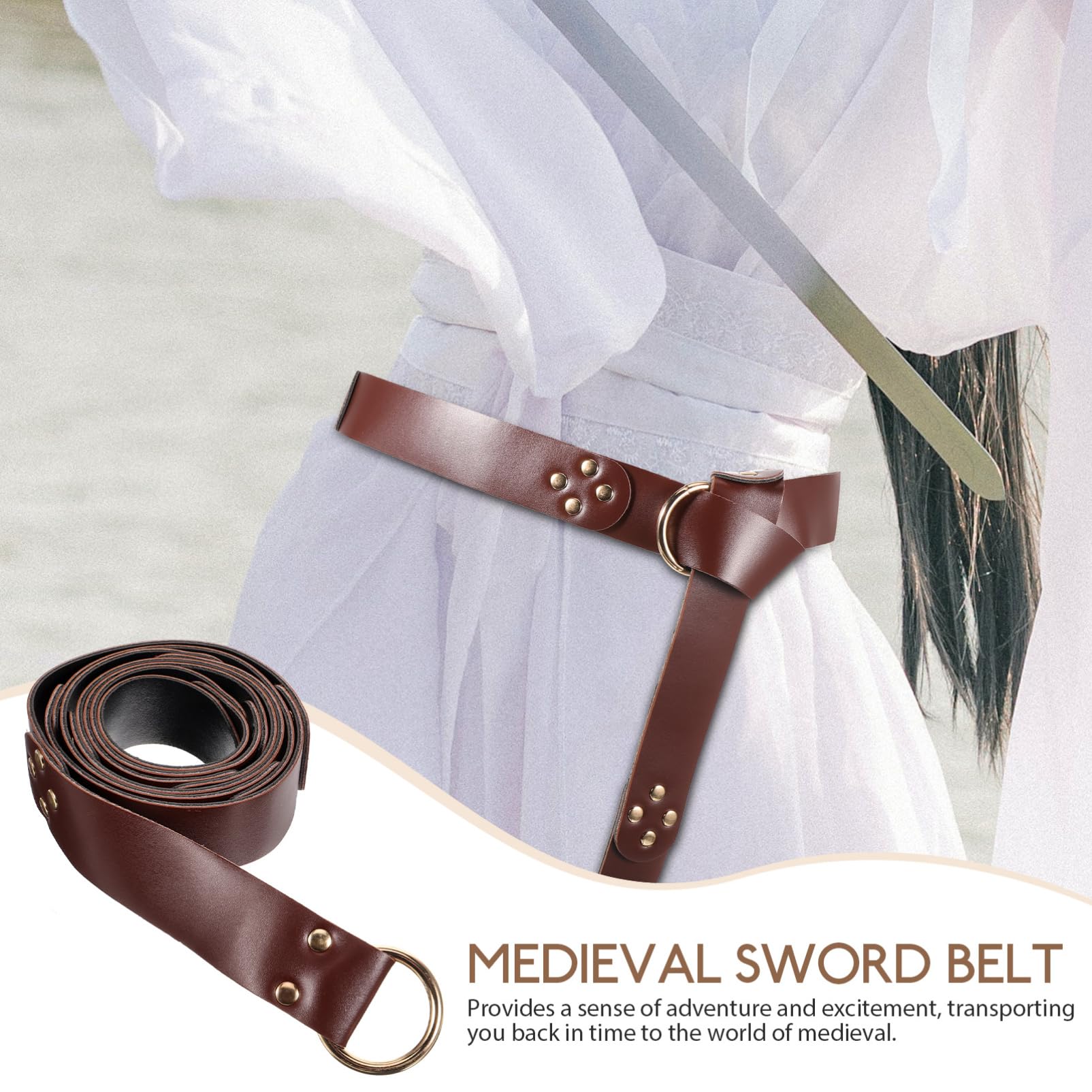 GALPADA Medieval Sword Belt Holder Retro Vintage Ring Belt Decorative Pirate Accessory