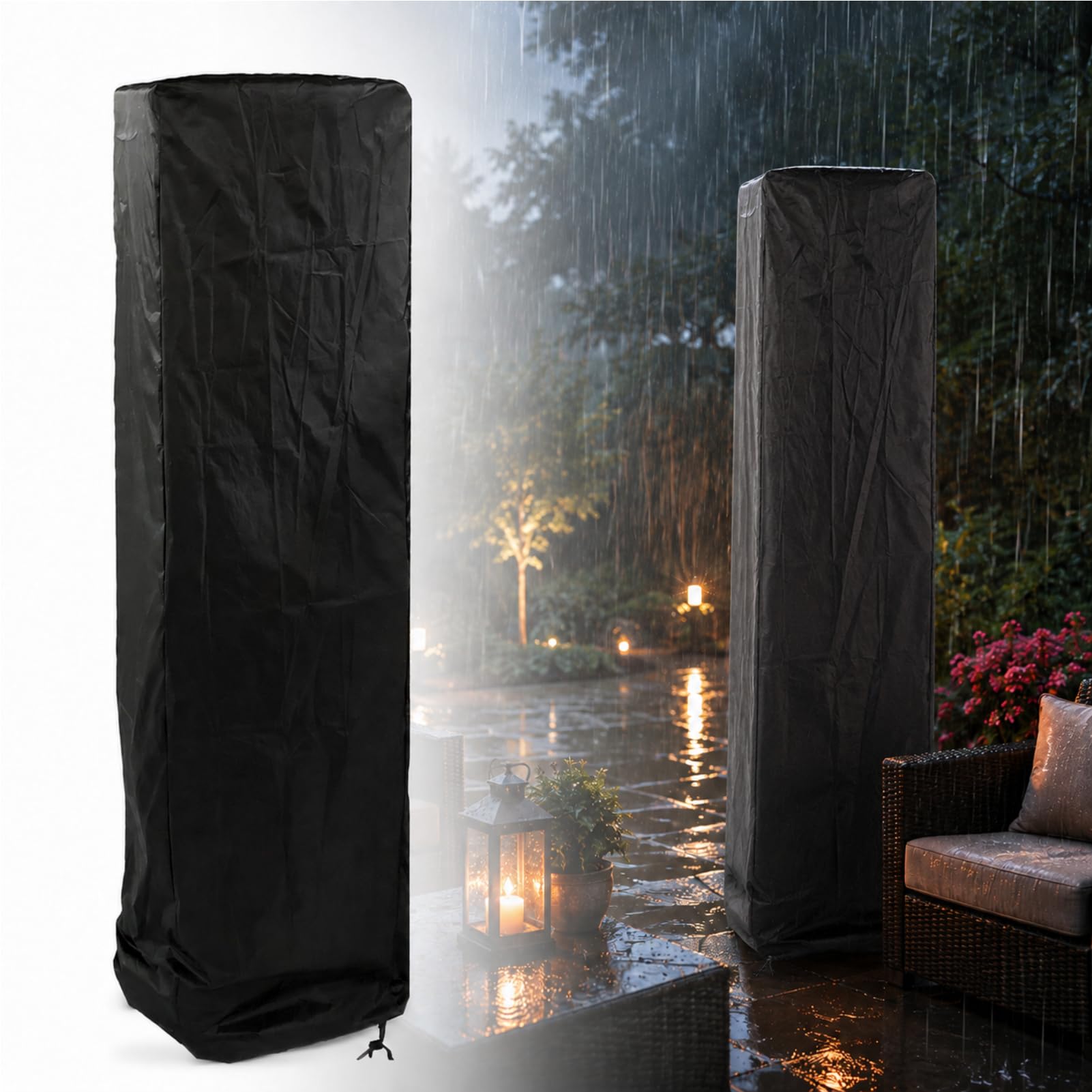 Waterproof Glass Tube Heater Cover - Outdoor Square Standing Patio Heater Protector for Pyramid Torch and Triangle Heater, Heavy Duty &Anti-dust with Storge Bag-image-34