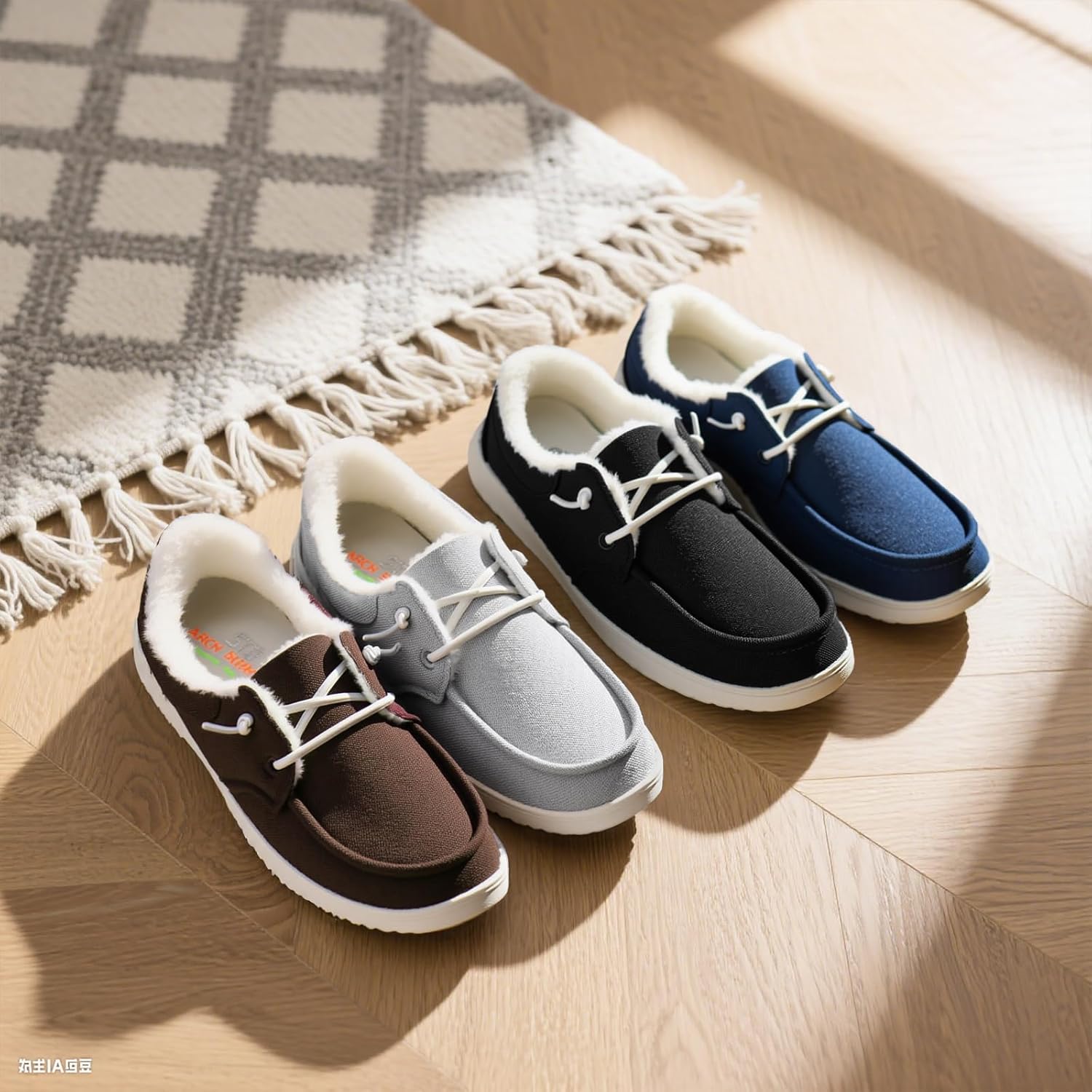 STQ Slip On Shoes Women Loafers Orthopedic Fur Lined Warm Winter Canvas Boat Shoes Plantar Fasciitis Relief Maternity Pregancy Walking Sneakers for Travel - Image 8