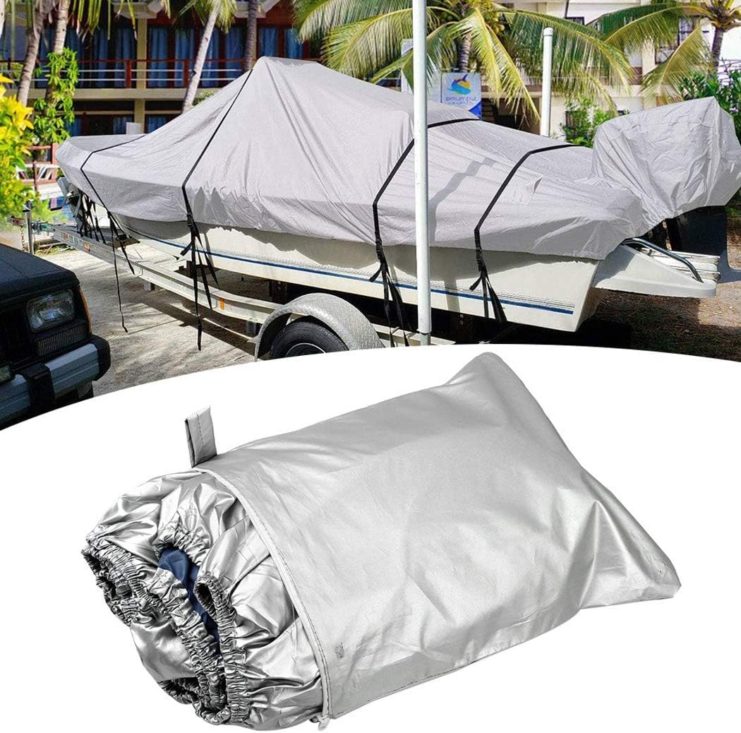 Funda Impermeable y Resistente for embarcaciones, Apta for Cascos en Forma de V, de Tres Cascos y protección Exterior Gris for lanchas rápidas remolcadas.(20/22FT)