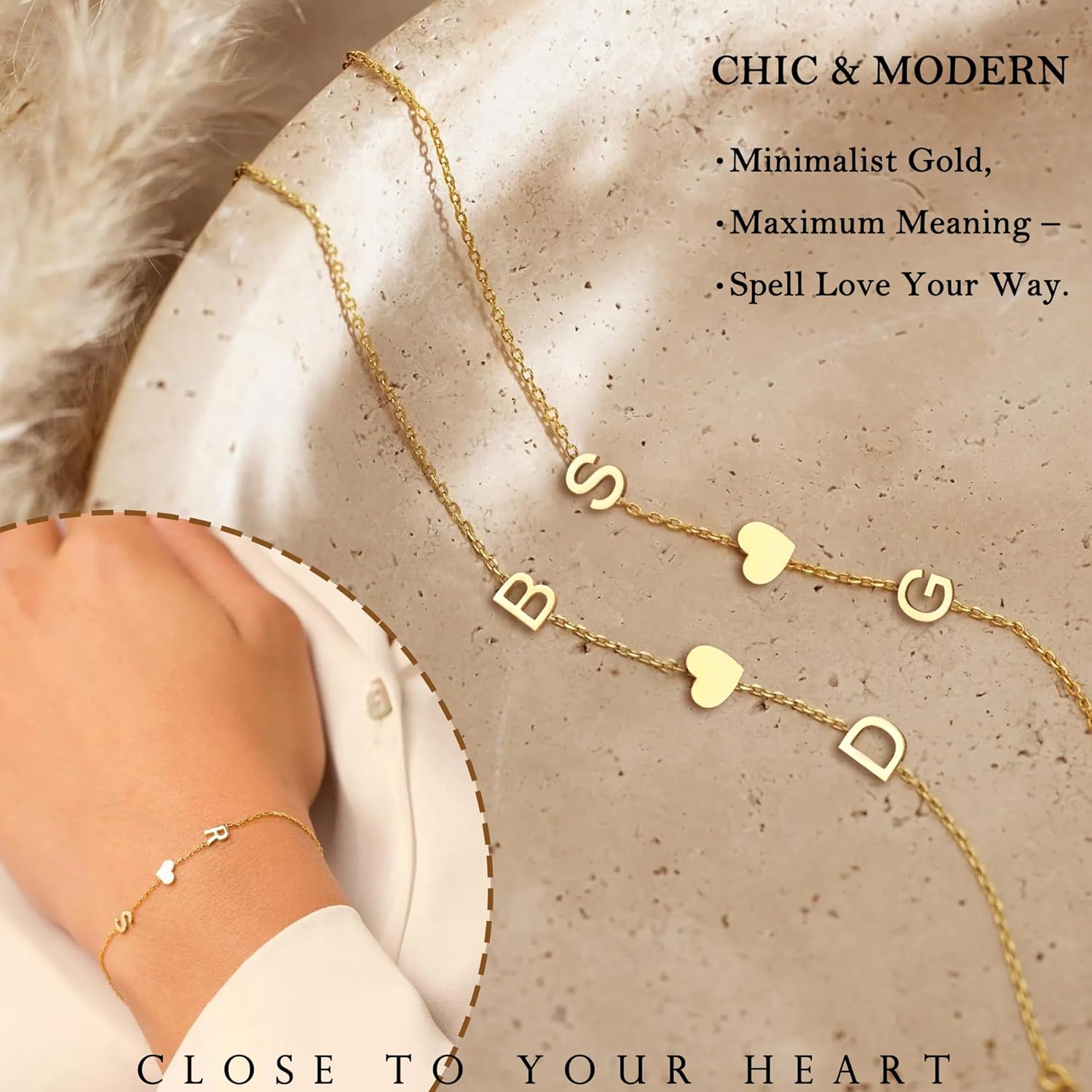 Gold Initial Bracelets for Women - Initial Bracelet Valentines Day Gifts for Her Teens Mothers Day Gifts for Mom Grandma Best Friend Birthday Gift for Women with 2 Initials Link Bracelet for Girlfriend Daughter - Image 5