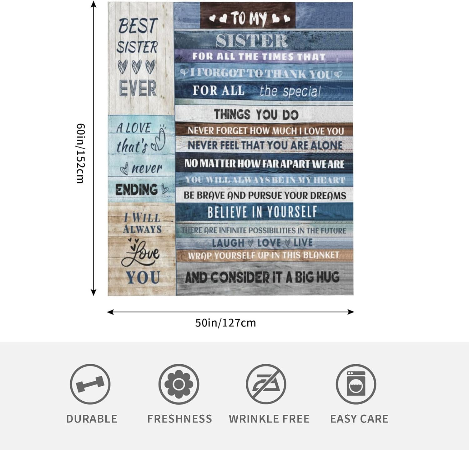 Soft Throw Blanket Sister Gift - Perfect for Sister, Mother's Day, Christmas & Valentine's Day (50x60) - Image 3