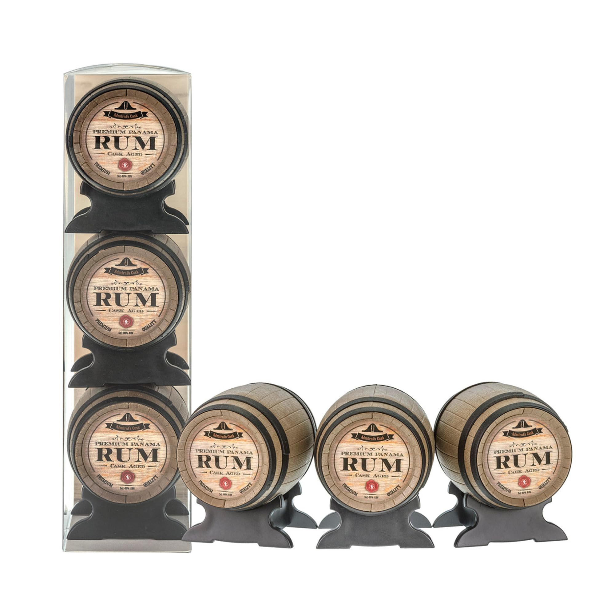 Admiral's Cask Dark Rum, Miniature Barrel Edition | 40% ABV | 3 x 5cl | Cask Aged 5 Year Old Caribbean Rum, Premium Rum with Honey & Vanilla Notes | Enjoy Neat or in Drinks | Miniature Rum Gift Set