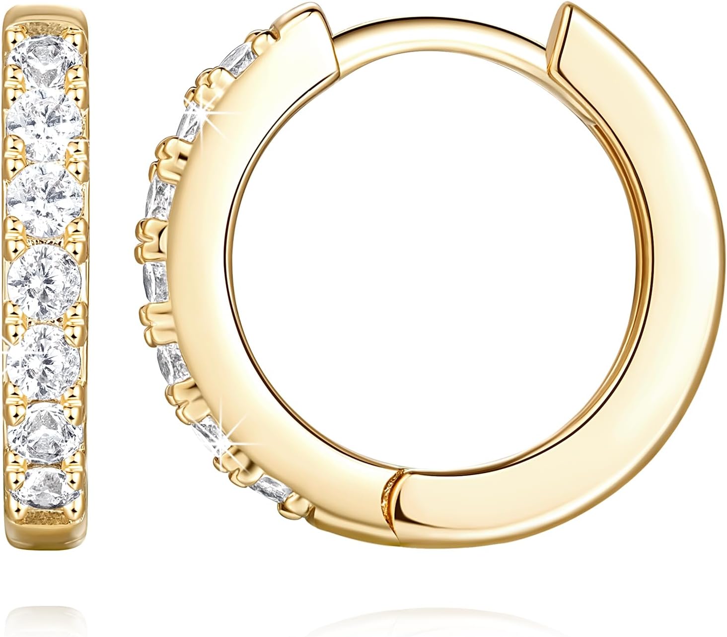 14K Gold Hoop Earrings for Women 14K Gold Earrings for Women Small Gold Hoop Earring for Womens with Round Cubic Zirconia Lightweight Huggie Hoops Earring for Womens 12/14/16/20/25/30mm