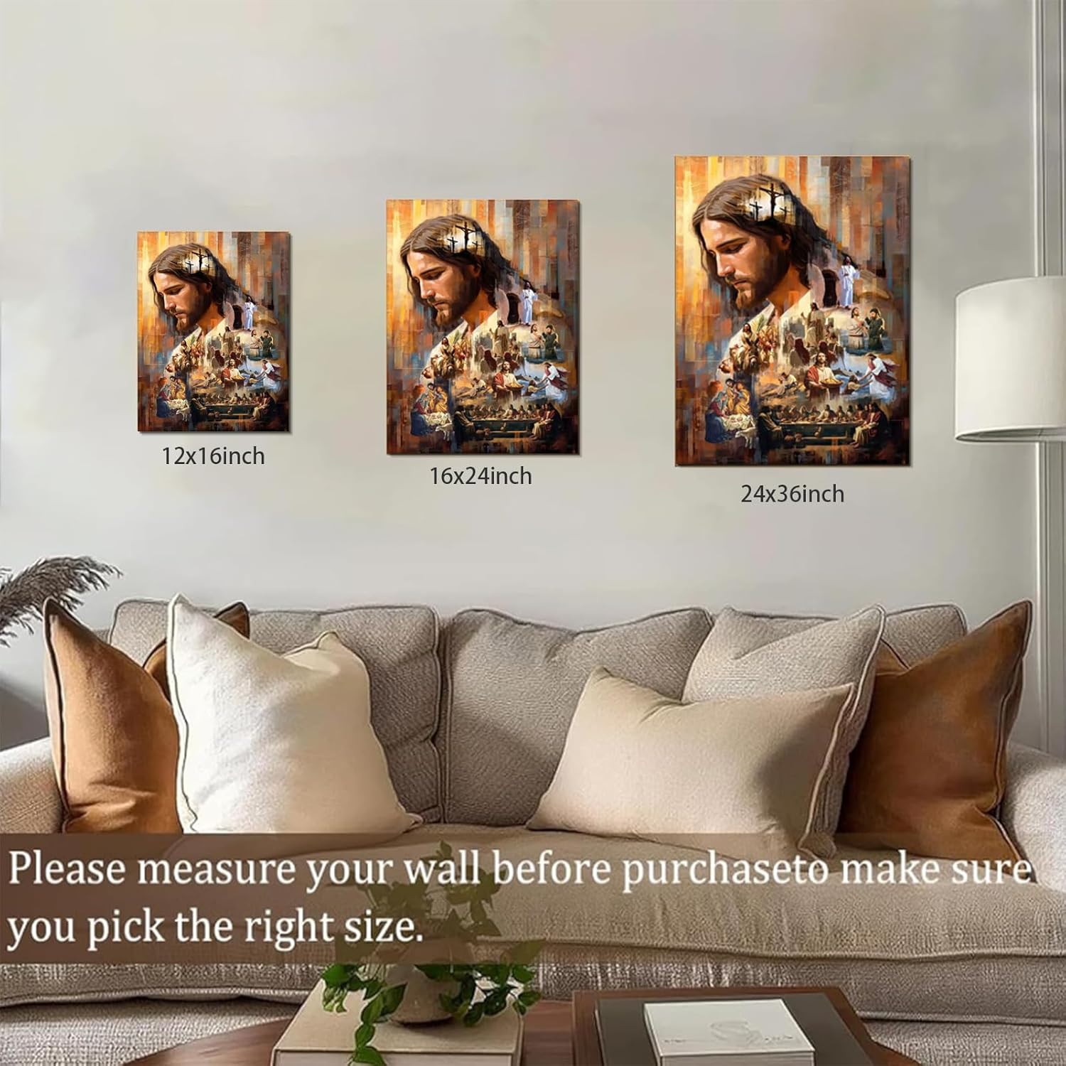 Jesus Wall Art Christ Wall Decor Modern Christian Poster Christian Bible Story Canvas Prints Painting Picture For Living Room Bedroom Church Prayer Home Decor 24x36in Framed