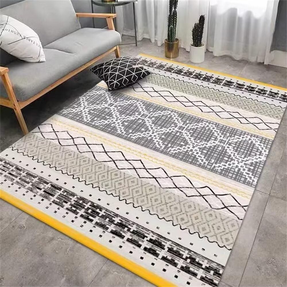 Tapis doux et lavable en machine style géométrique gris 120x170