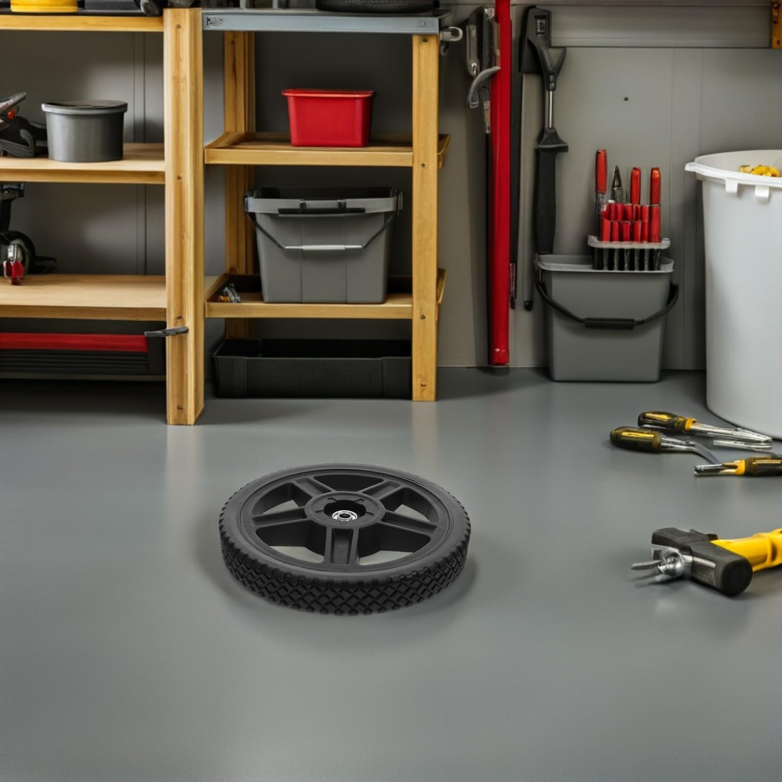 NUOBESTY 2 Piezas Ruedas para Cortacésped, Ruedas de Apoyo para Recortadora, Negro, Pvc y Pp, Orificio de Rodamiento 12,7mm, para Cortacéspedes Manuales y Cortacéspedes de Empuje,