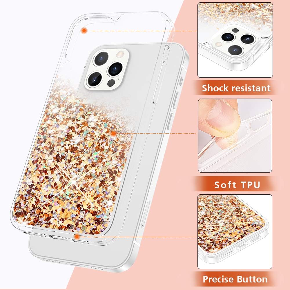 Buy Maxdara Glitter Case For Iphone 12 Pro Max Case With Screen Protector Girls Women Bling Quicksand Soft Tpu Sparkle Luxury Floating Pretty Case For Iphone 12 Pro Max 6 7 Inches Gold