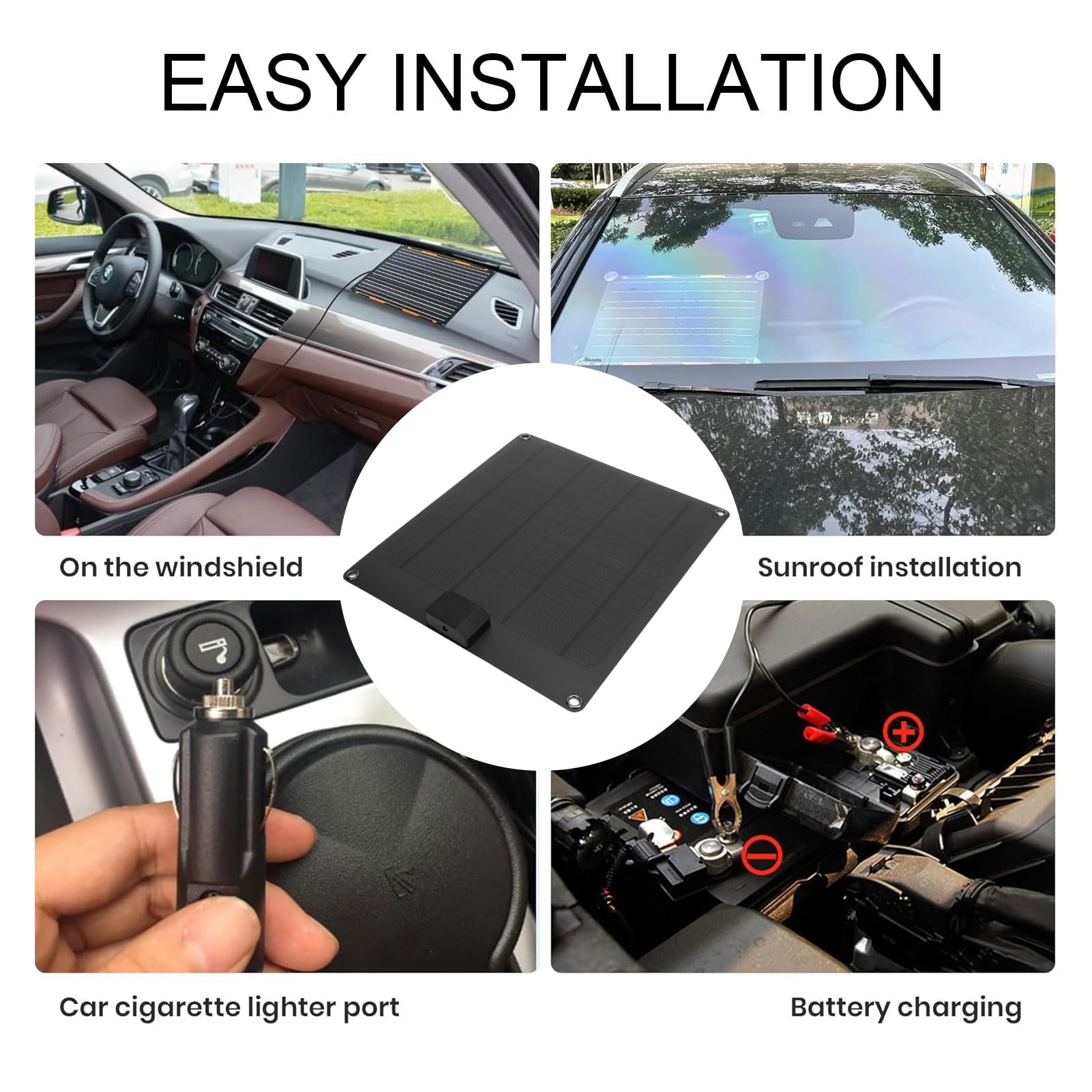 ASHATA Caricabatterie Solare 30W con Controller, Kit Pannello | IP67 Water Proof USB Portable Solar Panel, with Suction Cups for Car Boat RV