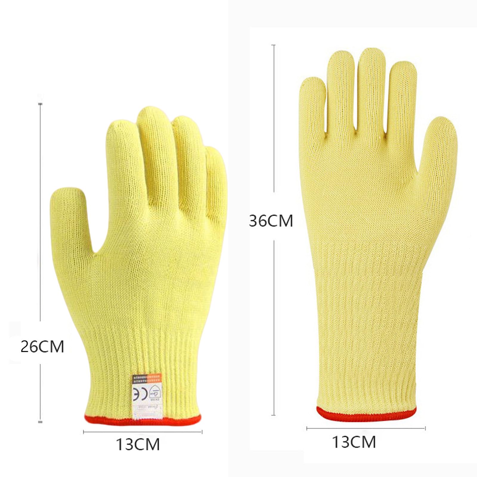 Guanti Barbecue, Guanti BBQ Resistenti al Calore Fino a 500°C, Aramidica A Doppio Strato, Lavabili in Lavatrice per Cucina, Grigliate, 2 Coppia Yellow-36cm/14.17in