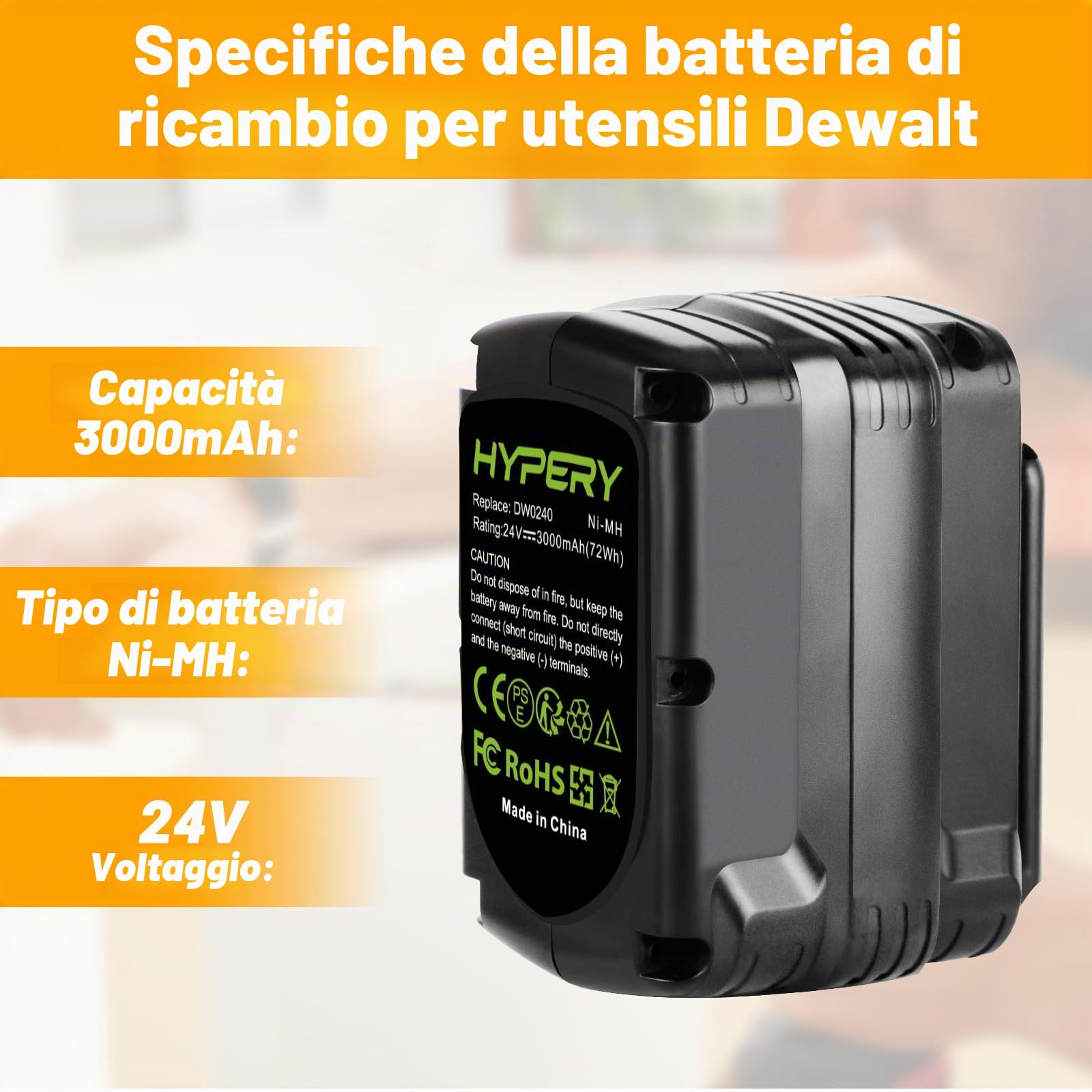 24V 3000mAh sostituzione NI-MH batteria per Dewalt DE0240 DE0240-XJ DE0241 DE0243 DE0243-XJ DW0240 DW0242 DW0243 BHA24 per Funny DC223 DC224 DW004 DW005 DW006 DW007 DW008 DW017
