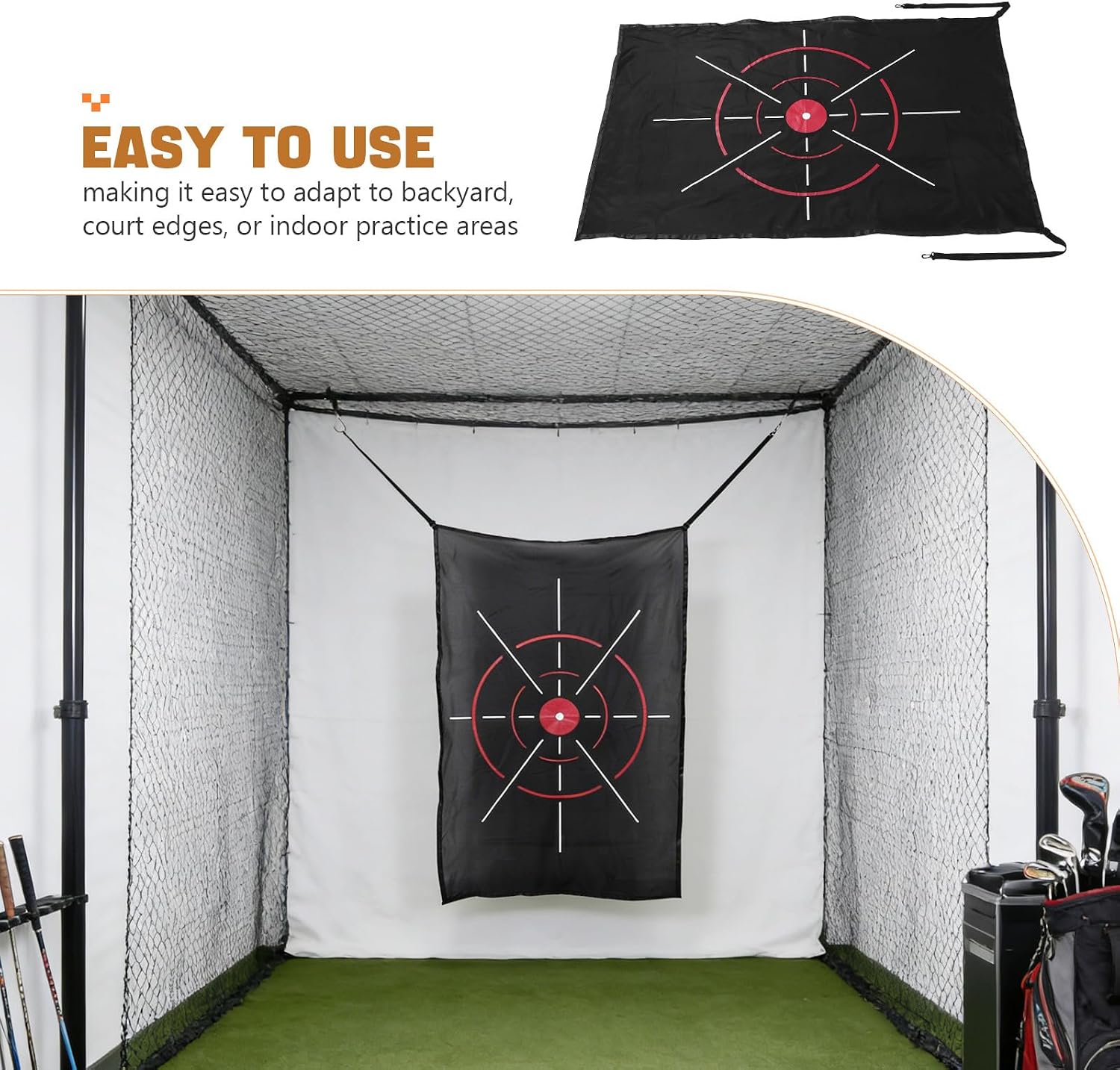 Golf Target Cloth for Net Replacement - Hitting Practice Target for Indoor/Outdoor Training - Fast Setup Practice Trainers Basement 154x100cm/61