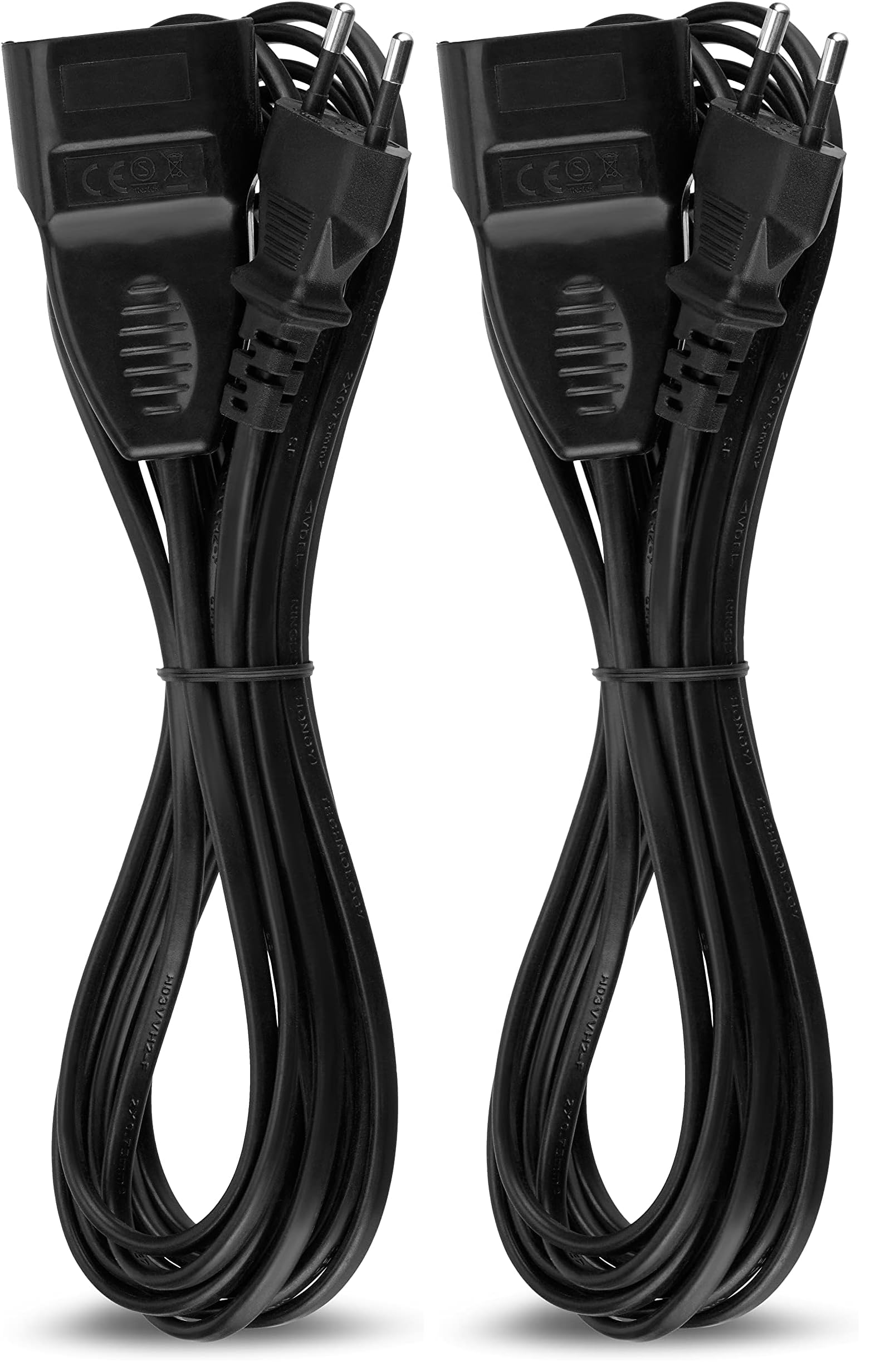 REV Verlängerungskabel - Verlängerung für Eurostecker 5m, max.580W, 2,5A, schwarz (Packung mit 2)