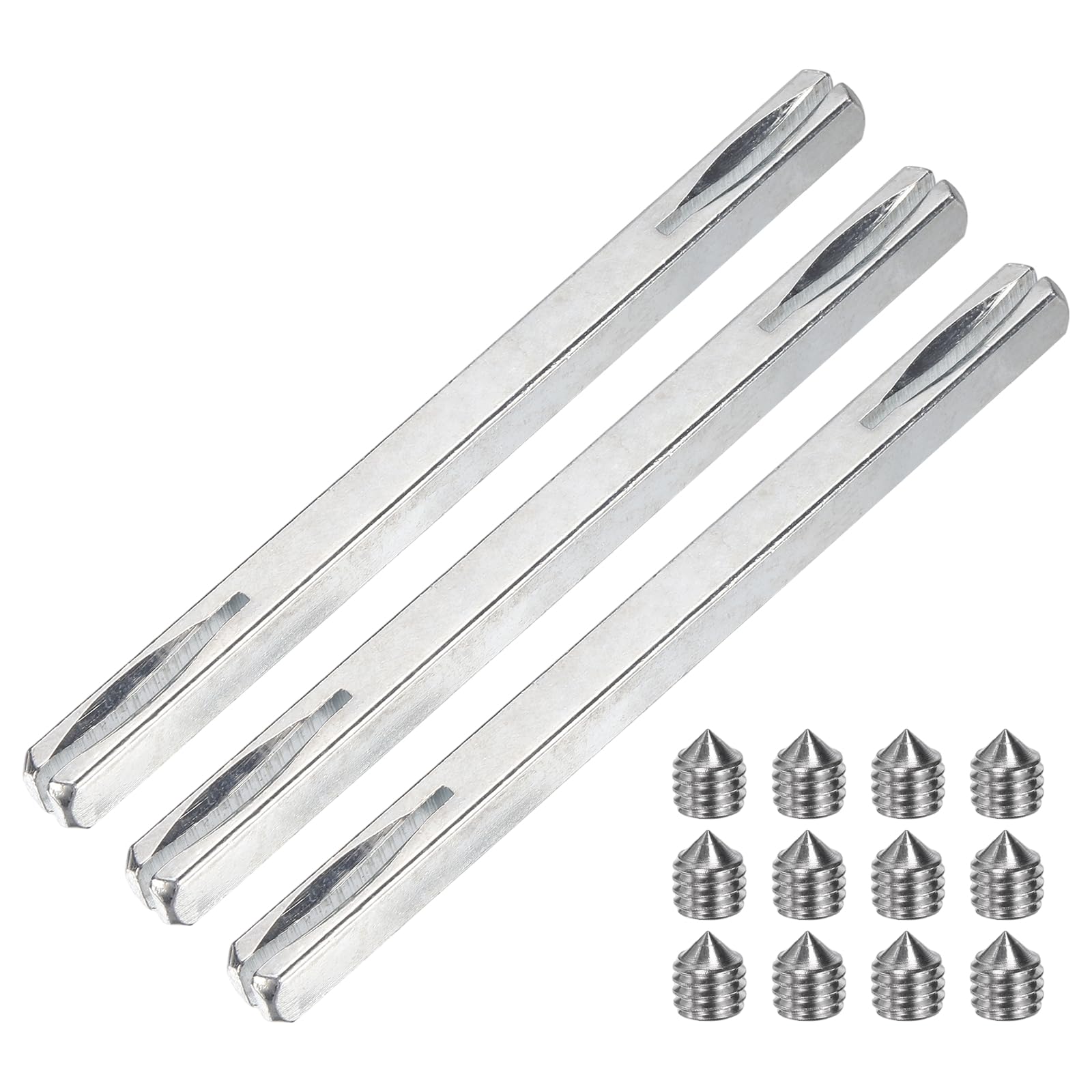 sourcing map 3 Pcs Door Knob Spindle, 120mm Long Spare Door Handle Spindle Bar with Hex Screws, Square Doors Handle Parts Lock Replacement Part for Furniture Assembly, DIY Projects, Silver Tone