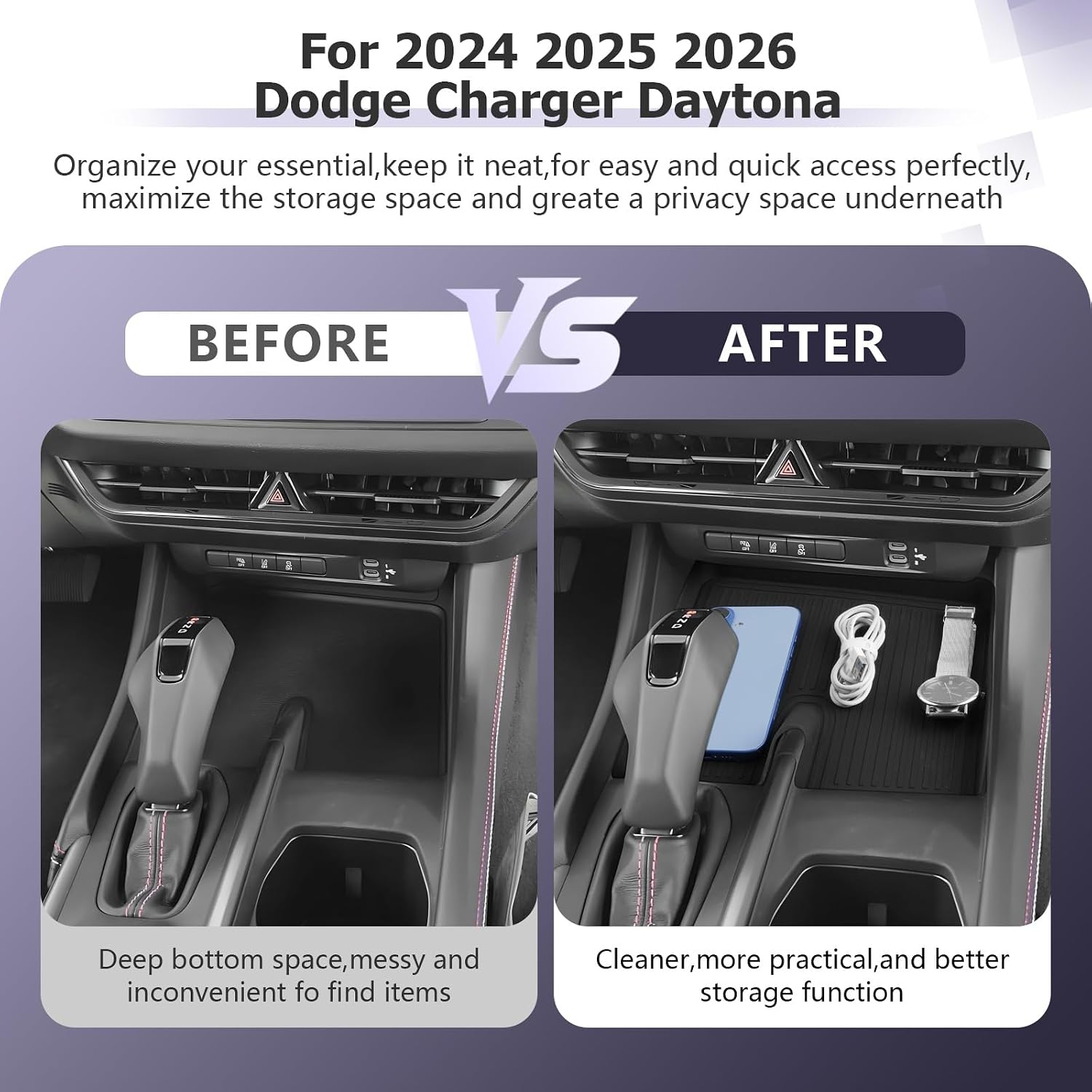 LUWU Center Console Anti-Slip Mat Compatible with 2024 2025 2026 2027 Charger Daytona R/T Scat Pack Accessories Silicone Protective Pad Liner Premium Protective Pad Phone Charger Liner Mat image 2