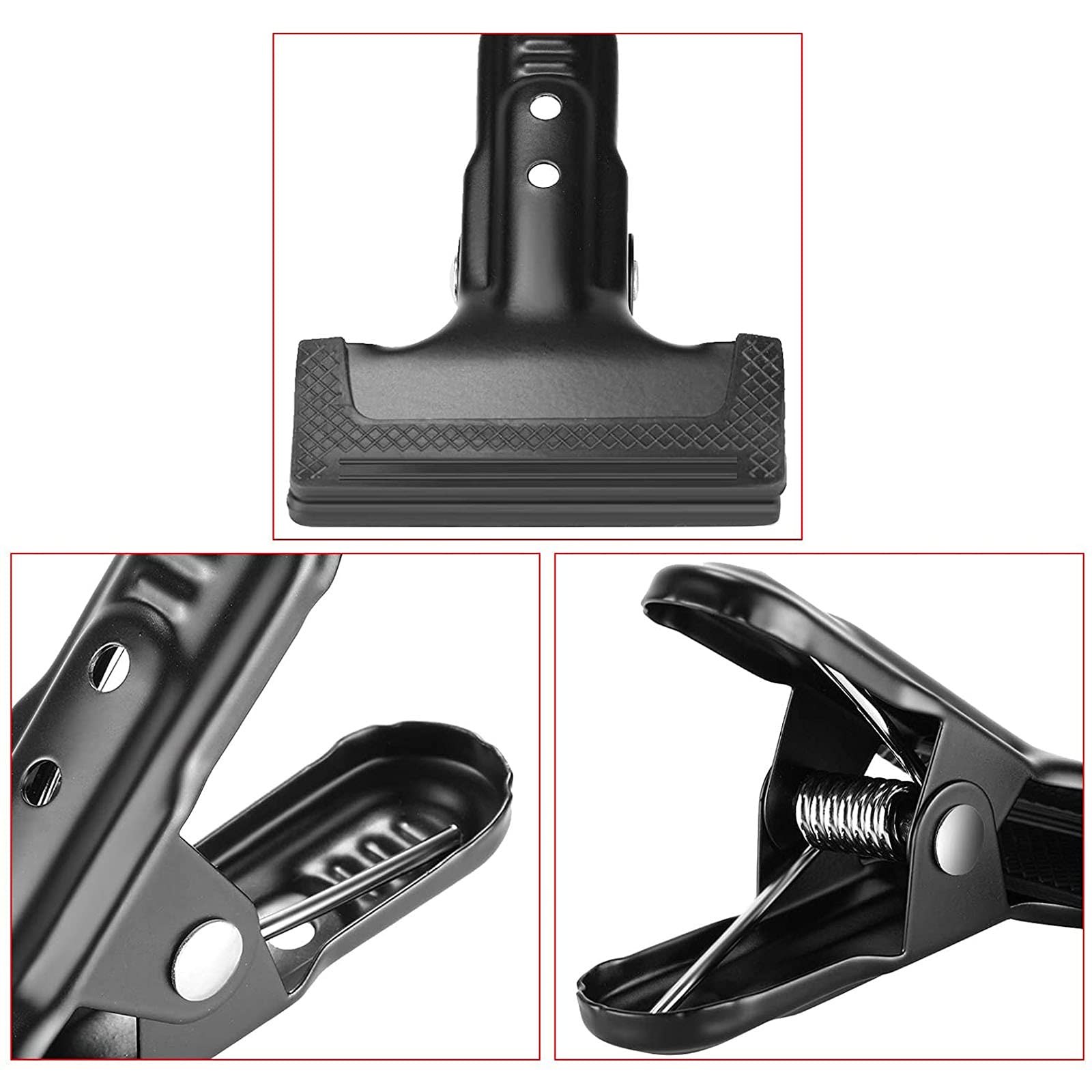 Morsetti A Molla Per Sfondi Fotografici - 6 Pezzi Neri, Per Studi E Biciclette - Foto 4