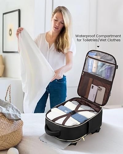 Miniatura 6 de LOVEVOOK Mochila de mano aprobada por vuelo, mochila de viaje para laptop de 35 litros para mujer, mochila grande con 3 cubos de embalaje.., Negro