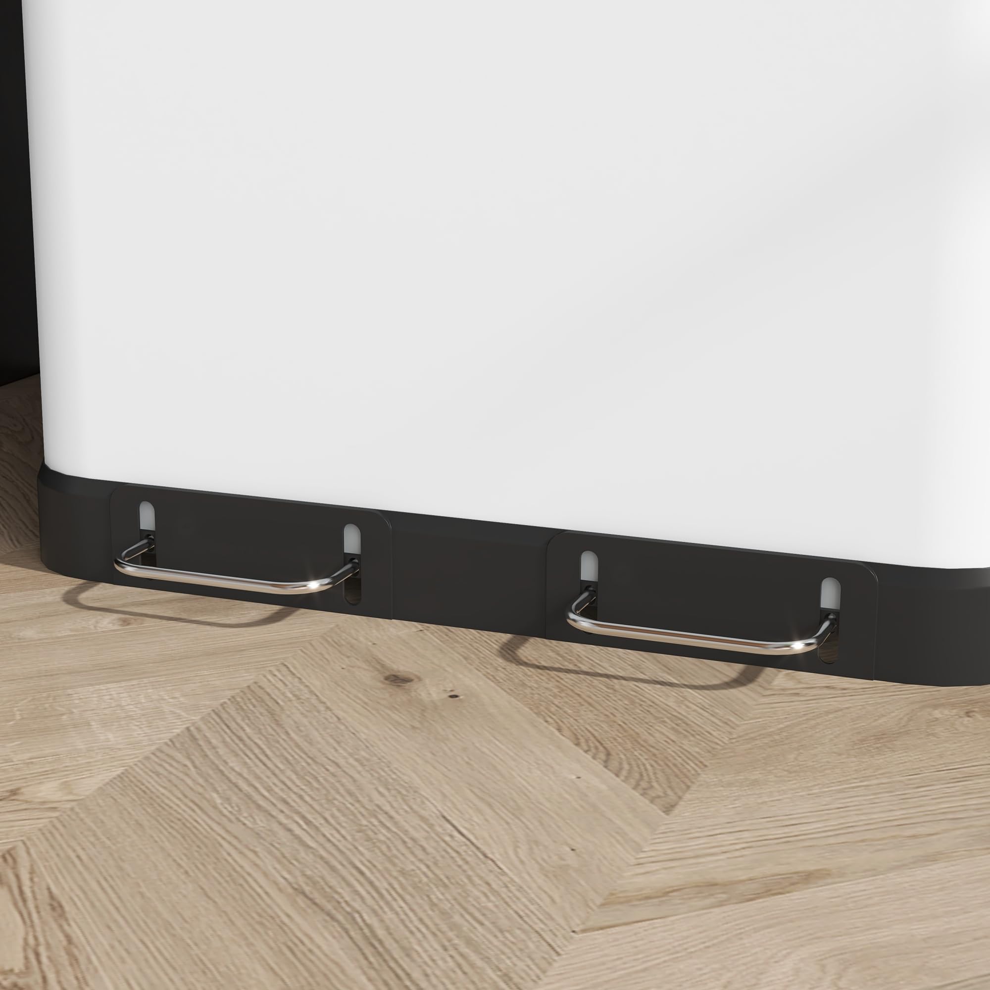 HOMCOM Mülltrennsystem 2 x 30L mit 2 Fächern Softclose-Deckel Metall Weiß | Mülleimer Küche, Abfalleimer Treteimer, Herausnehmbare Inneneimer